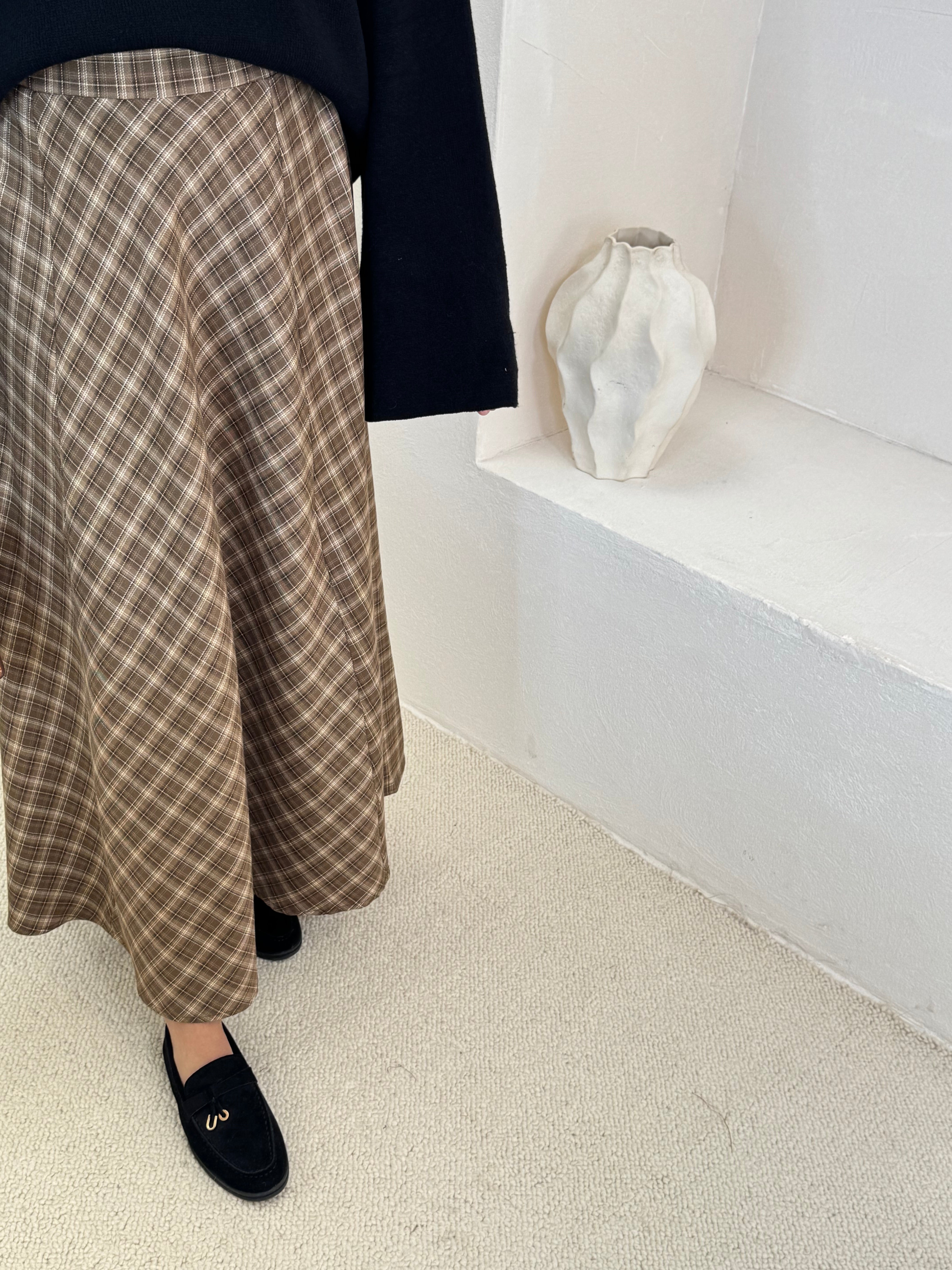 Hazelnootkleurige Schotse rok