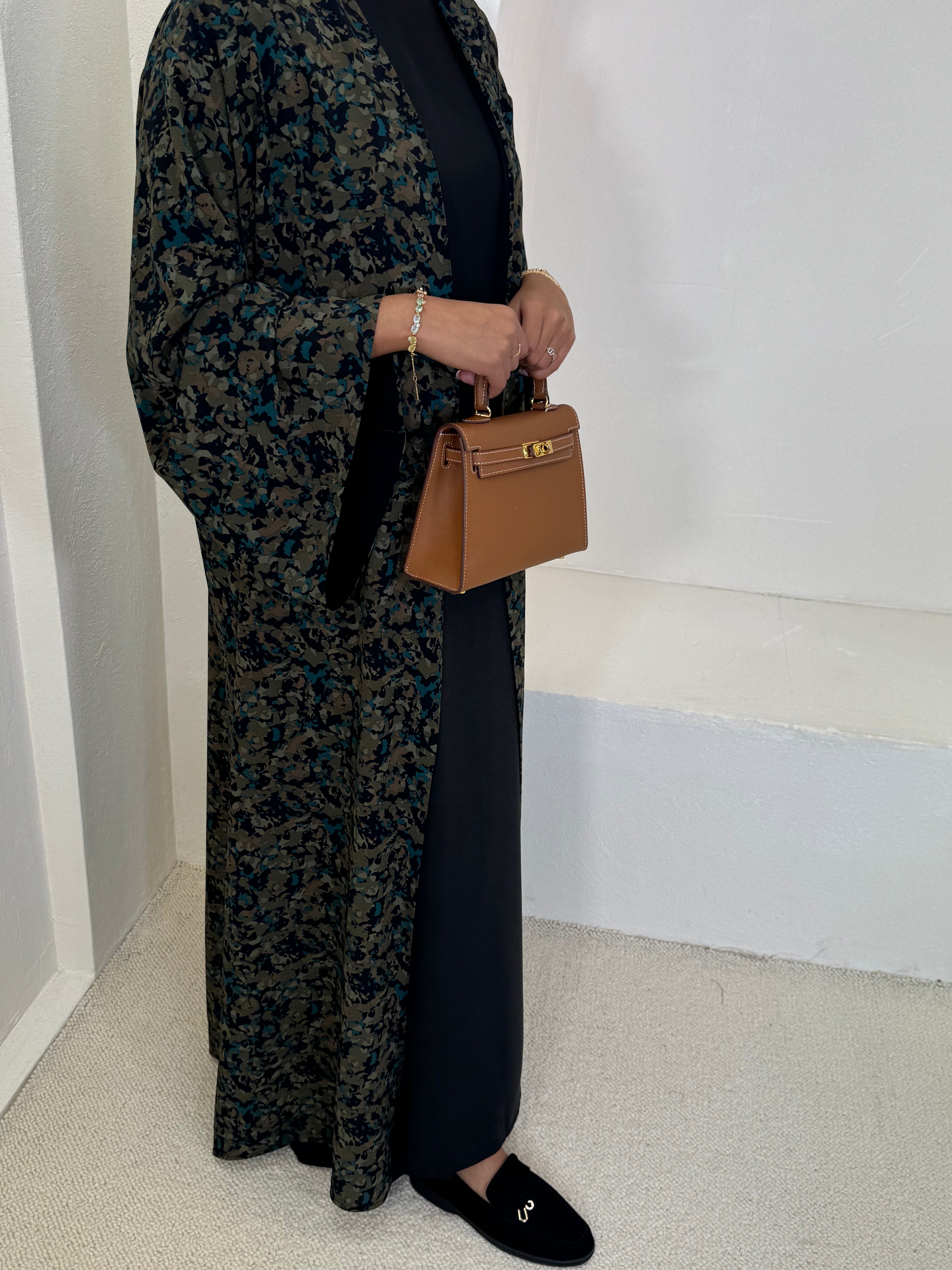 KIMONO NOMAD — Abstrait camo kaki/bleu