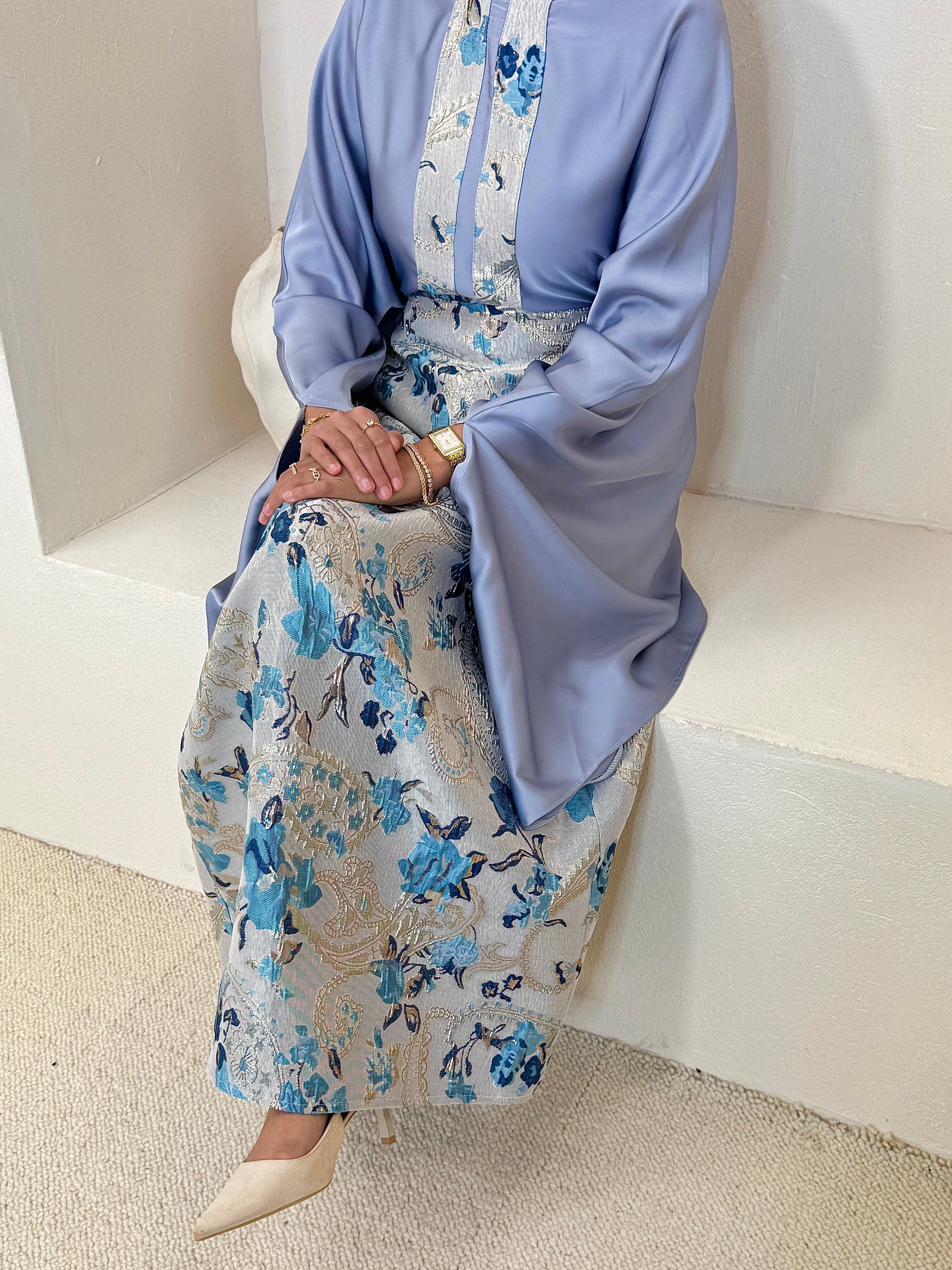 Set NOON brocart bleu