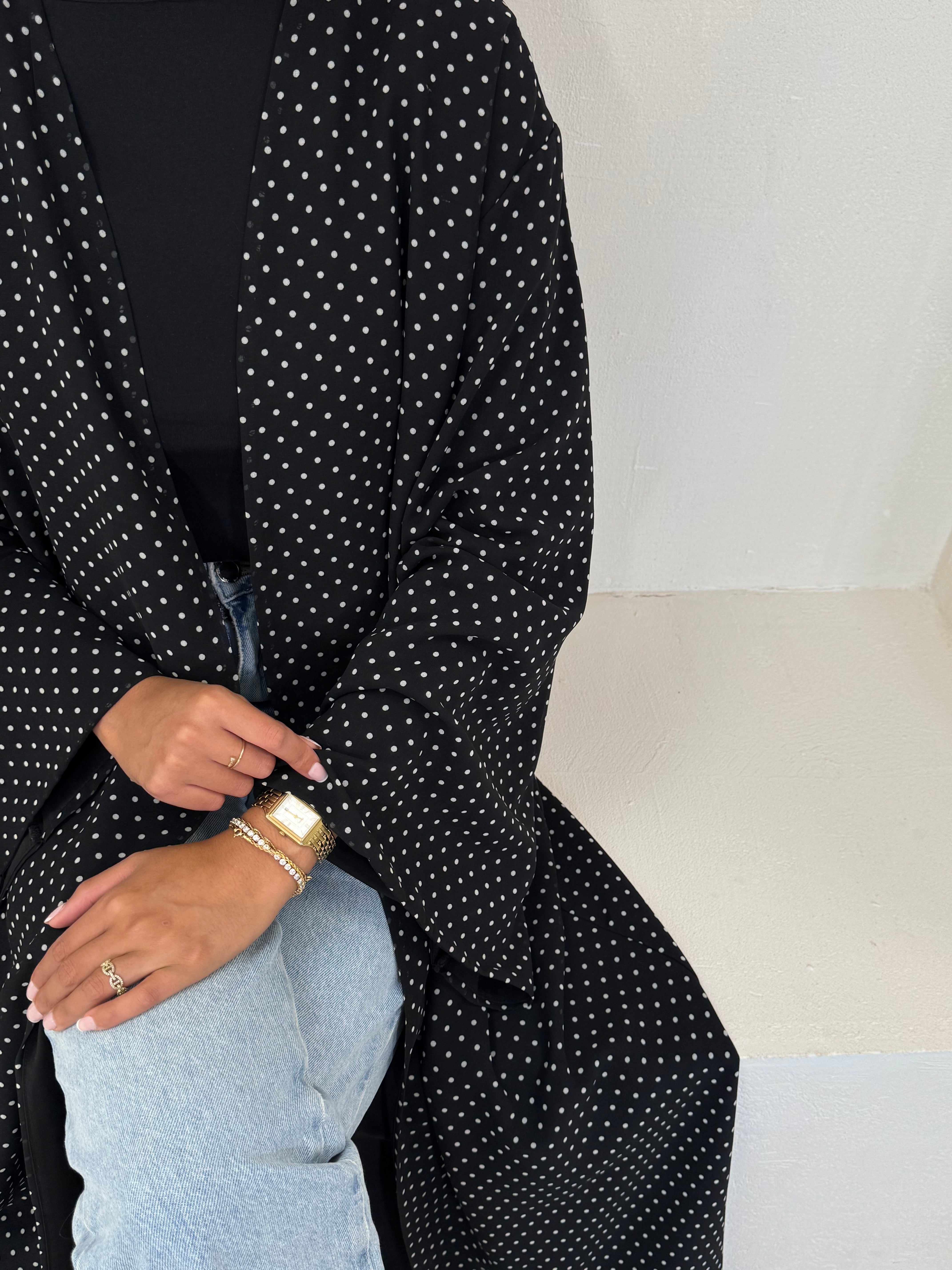 KIMONO DOLCE — Pois noir & blanc