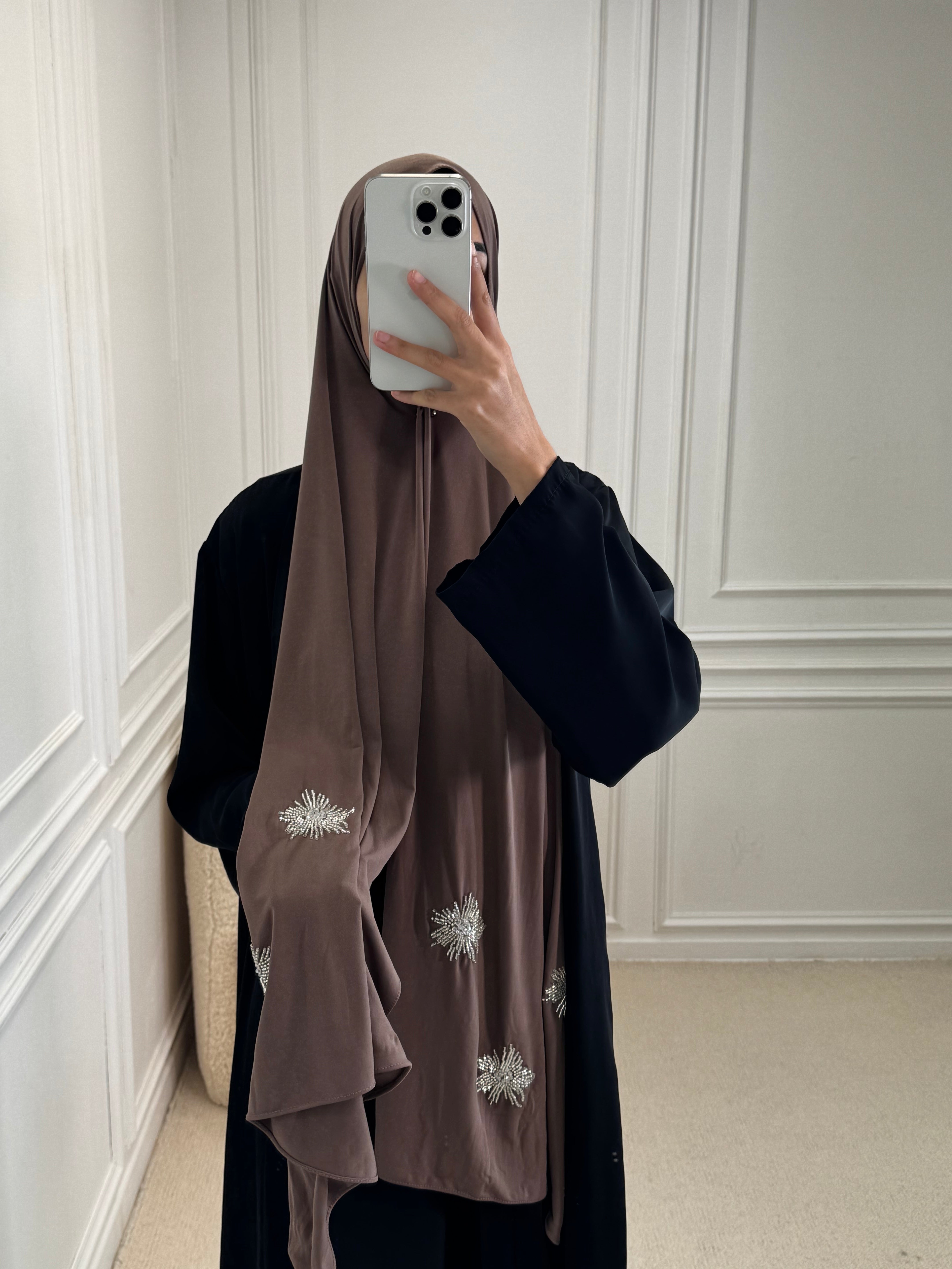 Hijab jersey premium FLORA taupe