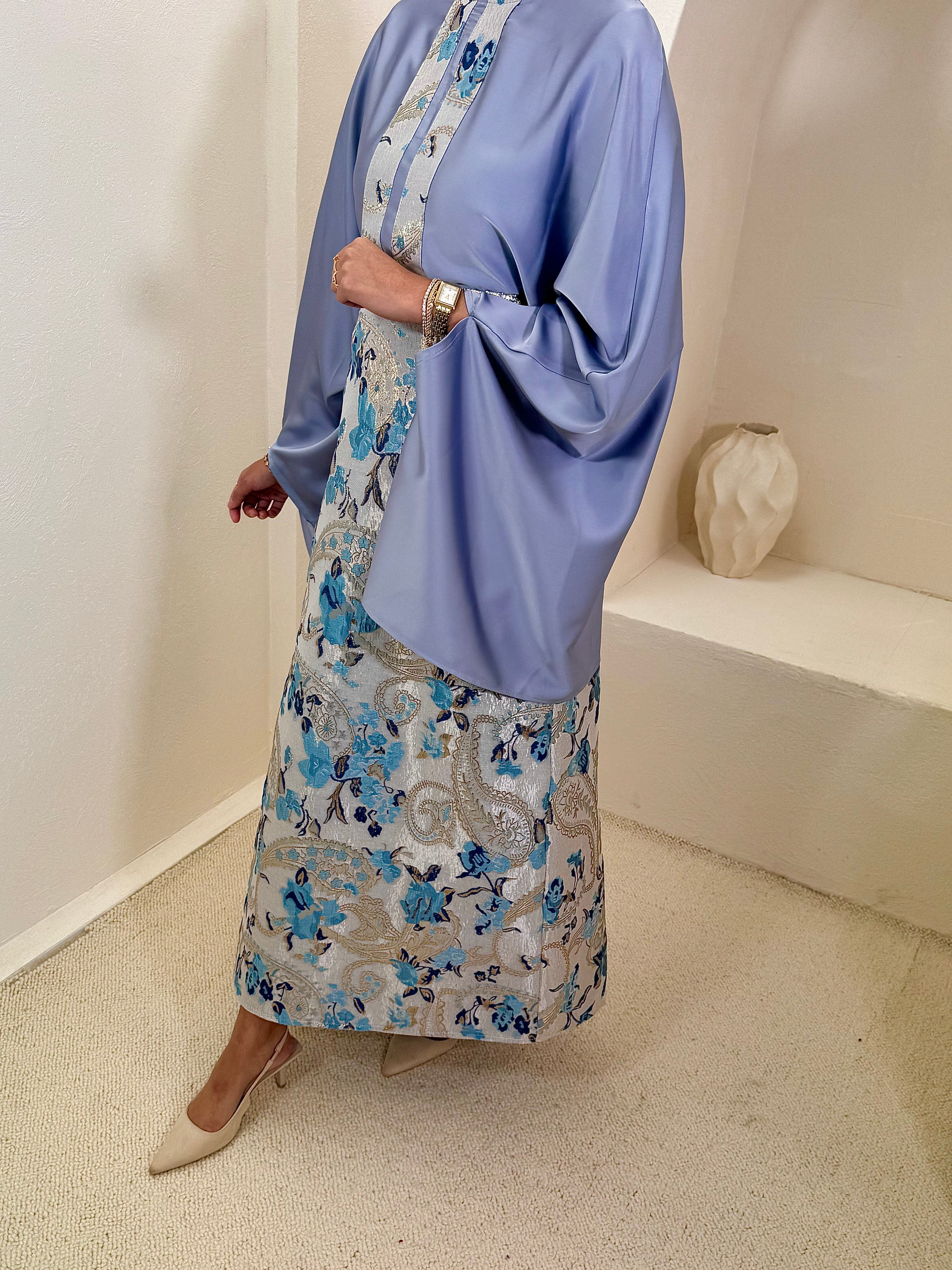 Set NOON brocart bleu