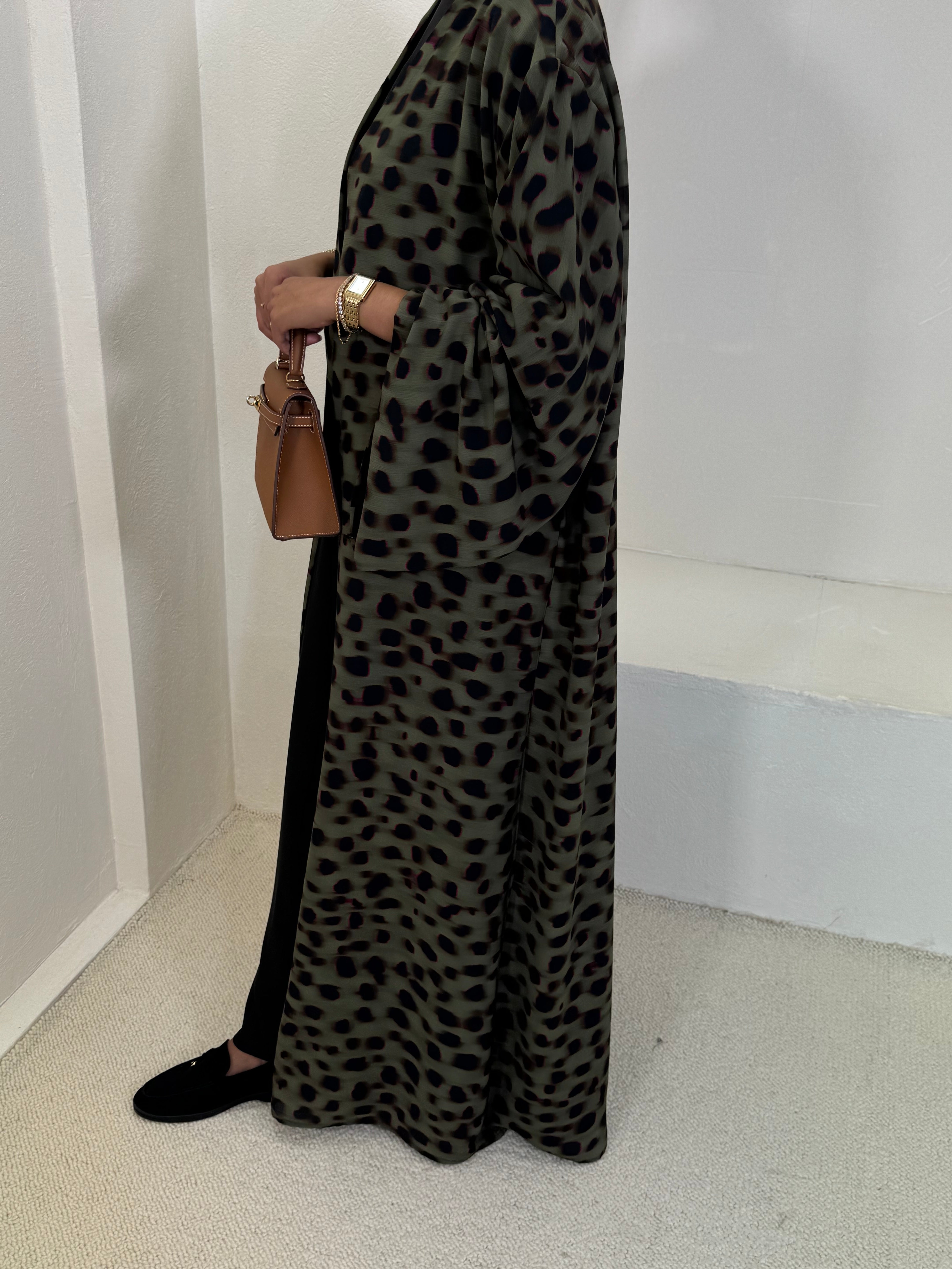 KIMONO DOUGLAS — Léopard kaki & fuchsia