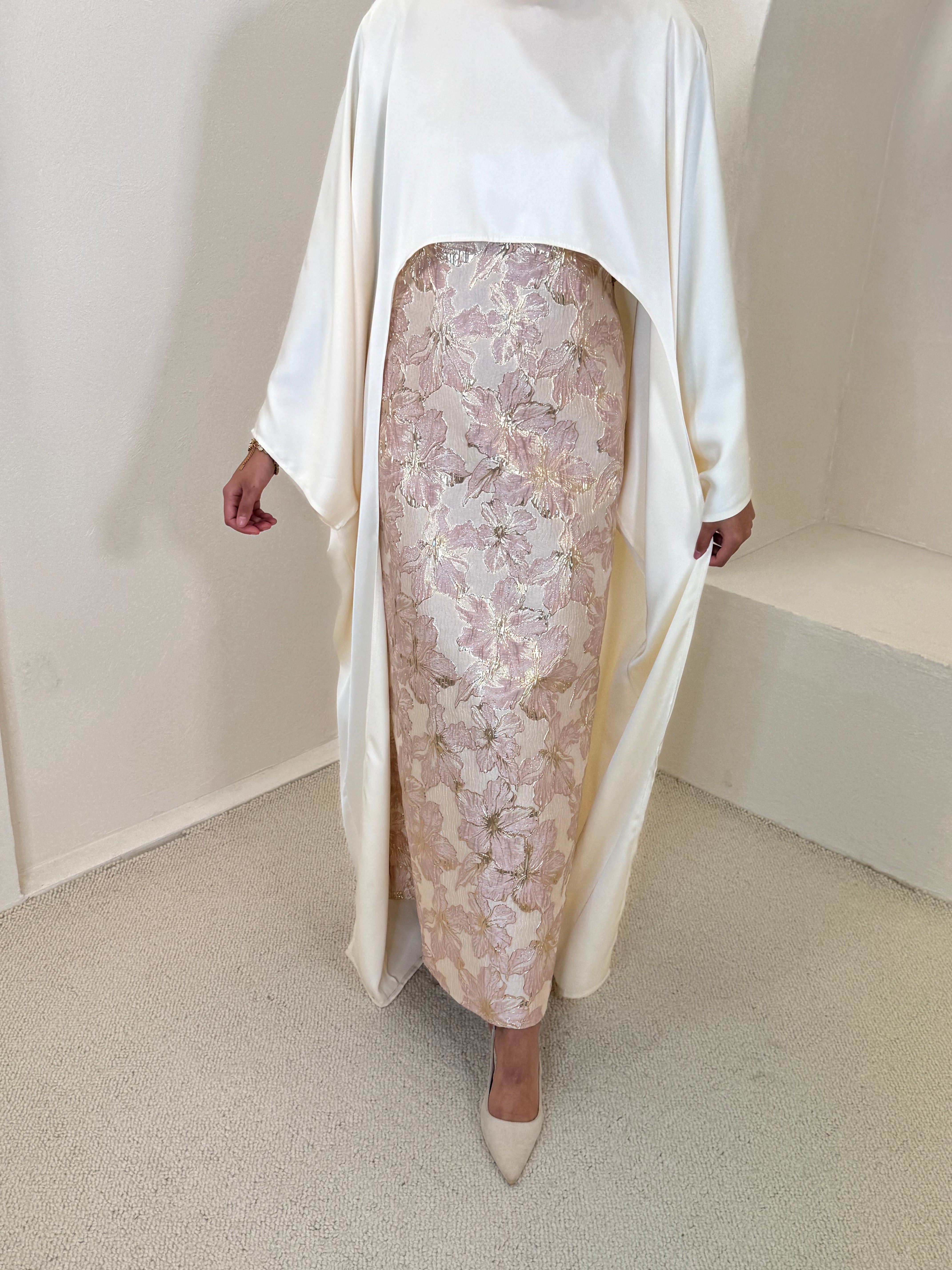 Set JEEM brocart crème rosé