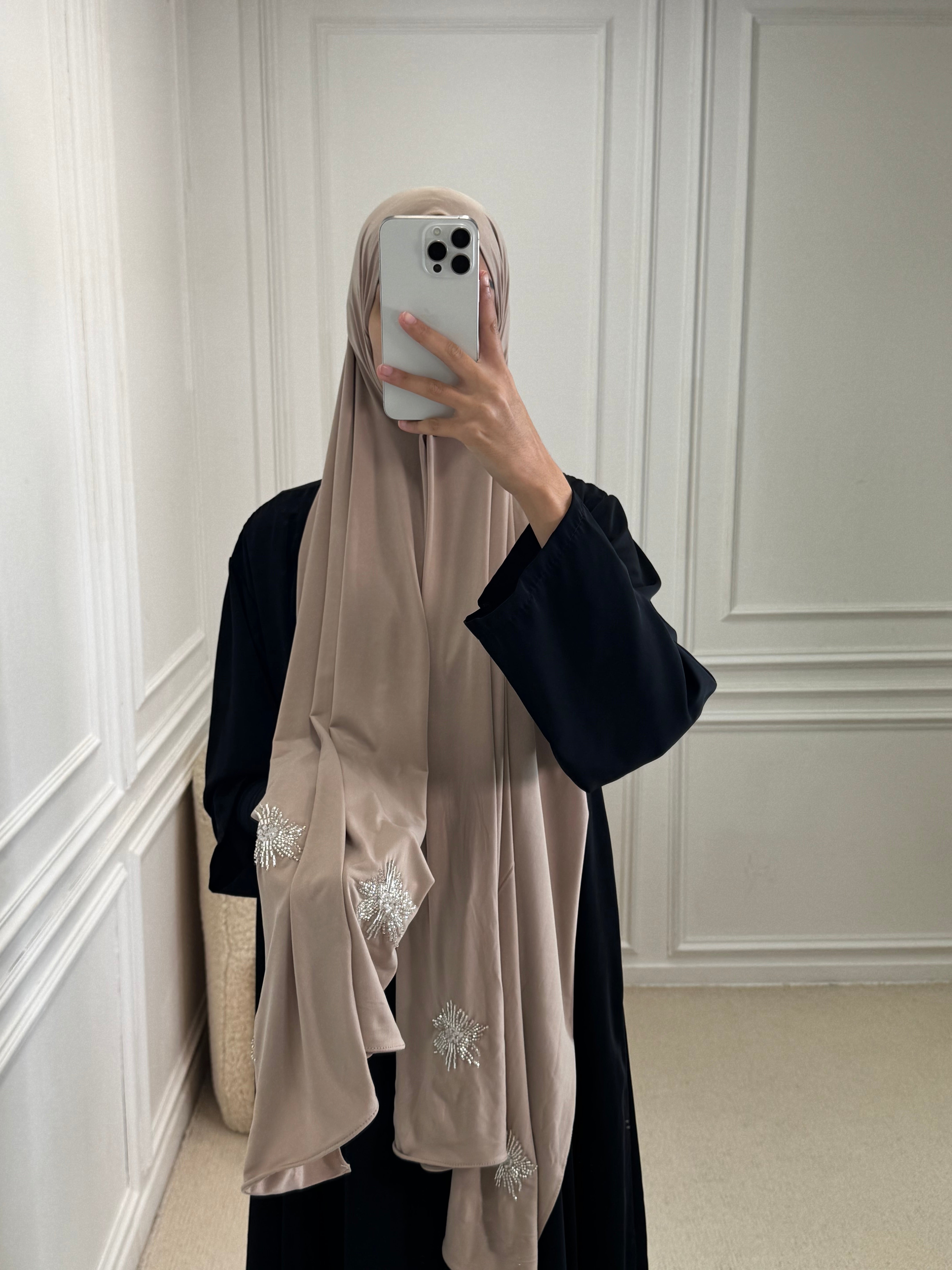 Hijab jersey premium FLORA sable