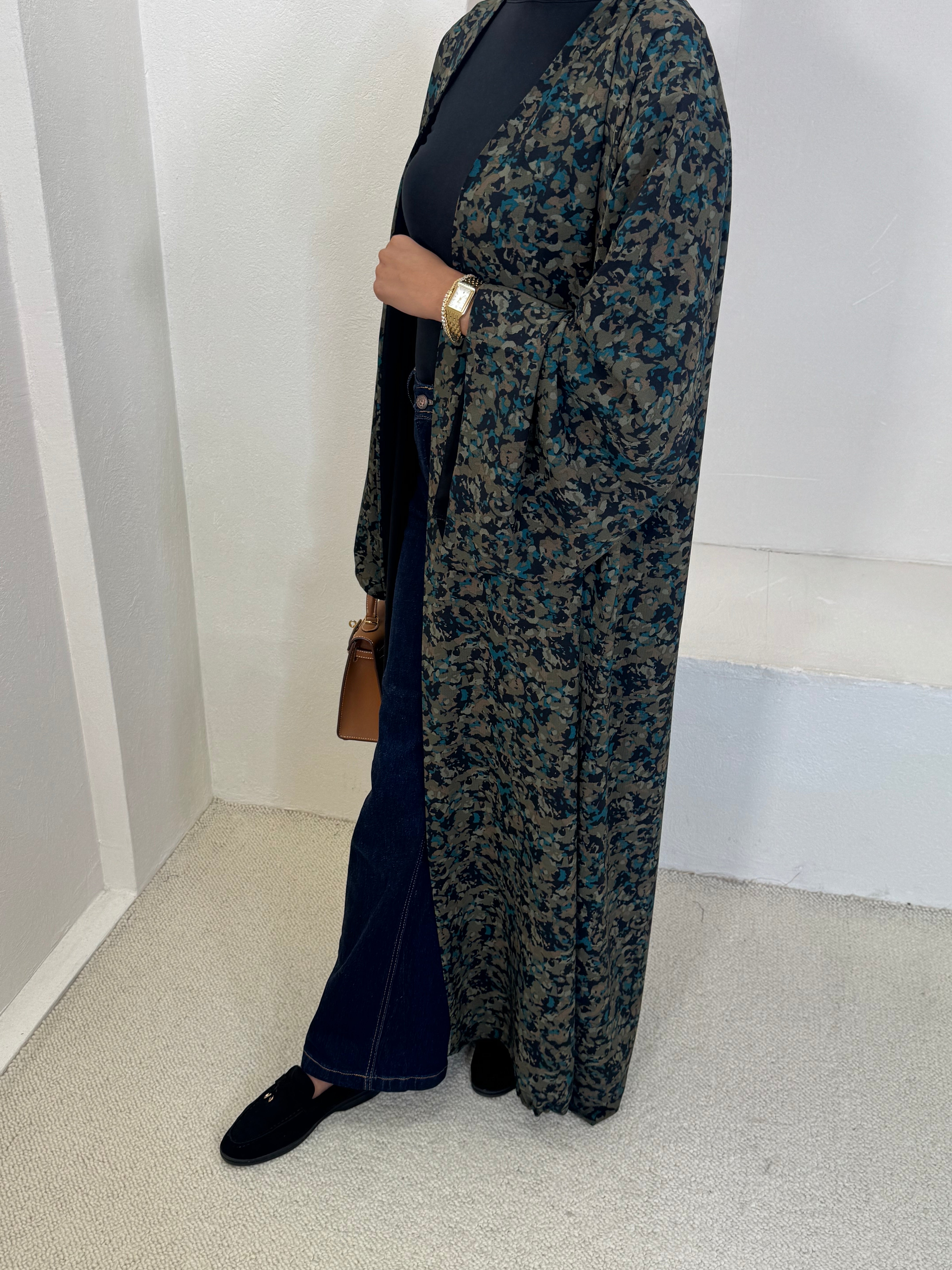 KIMONO NOMAD — Abstrait camo kaki/bleu