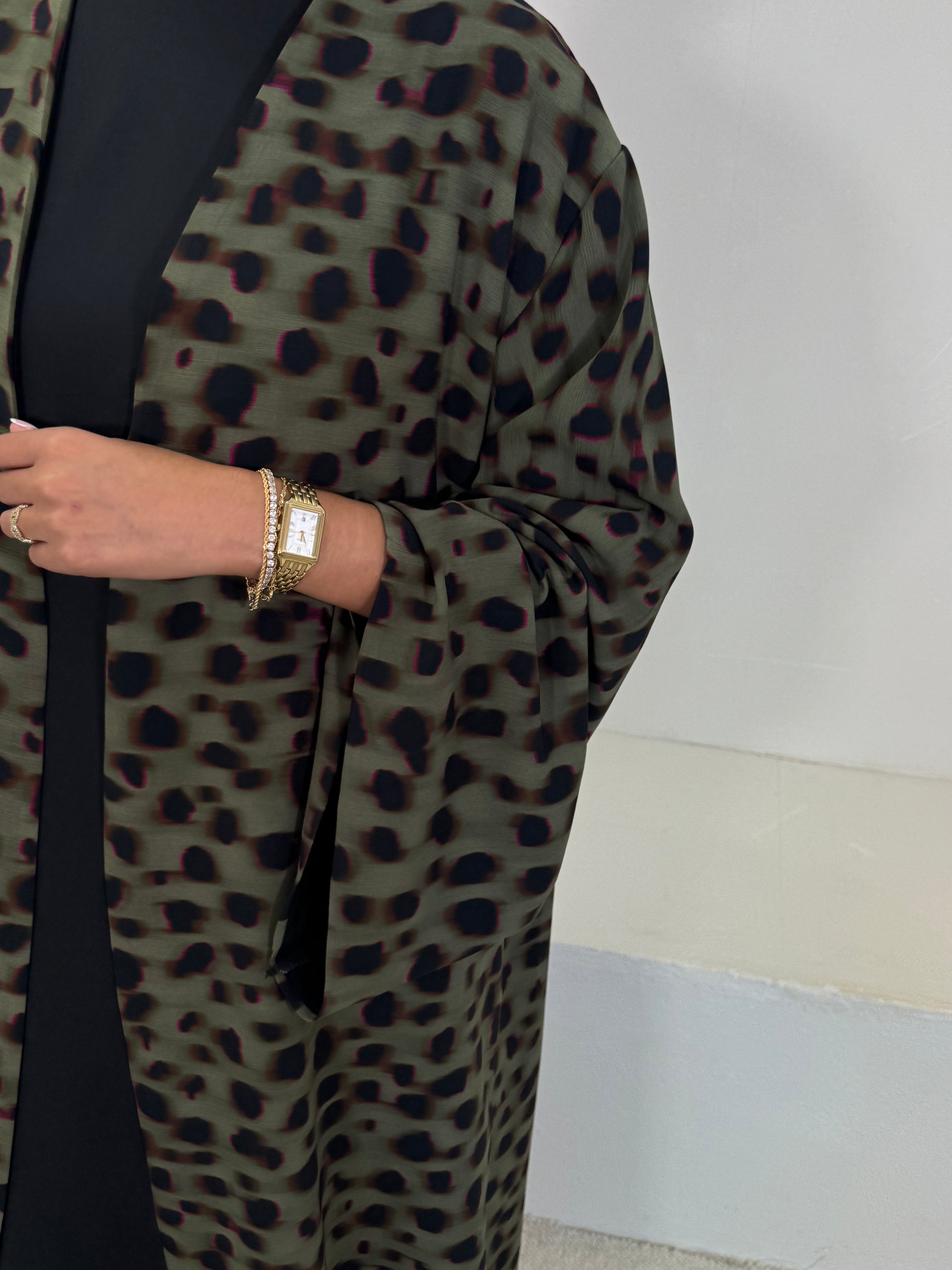 KIMONO DOUGLAS — Léopard kaki & fuchsia