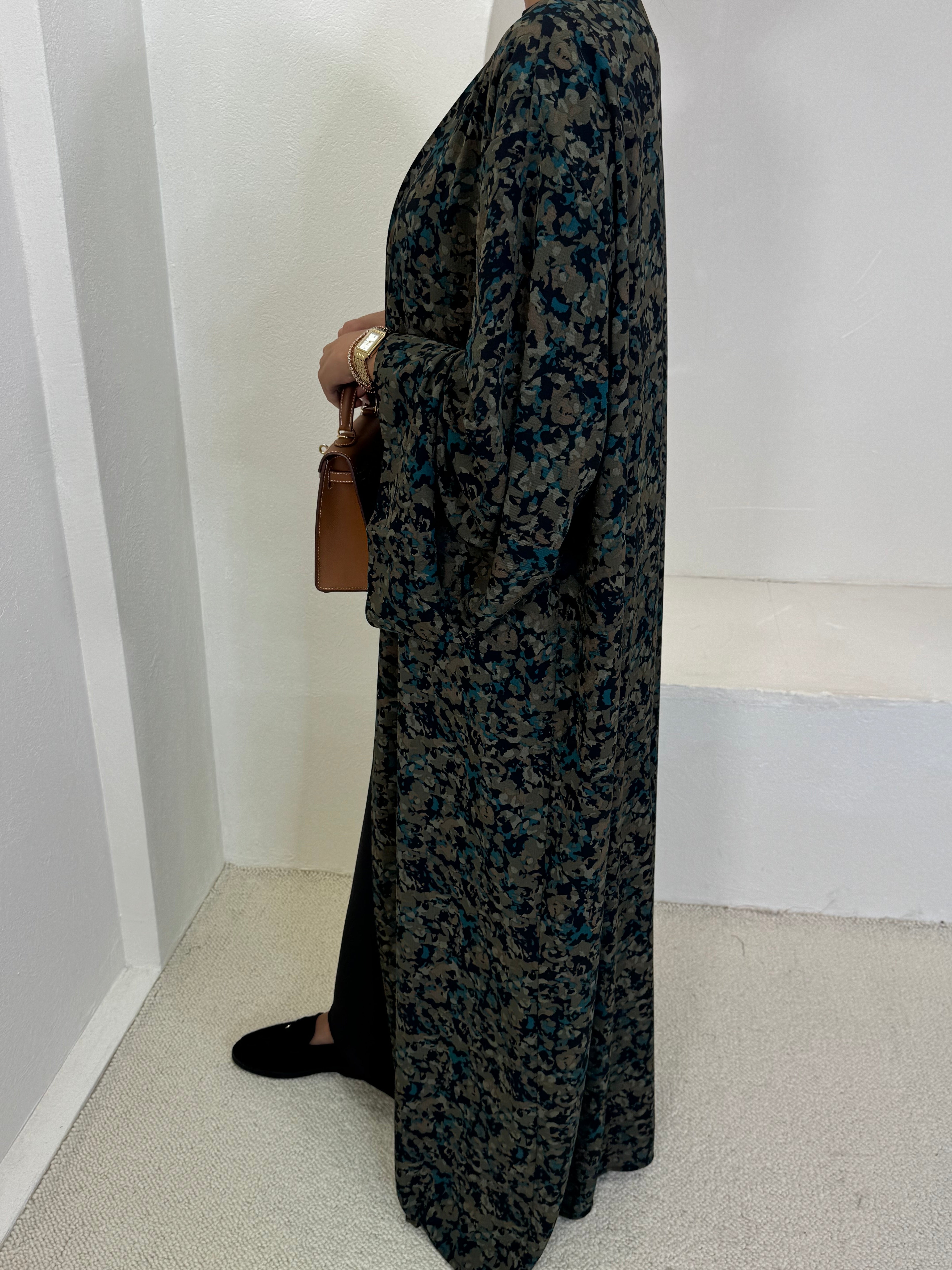 KIMONO NOMAD — Abstrait camo kaki/bleu