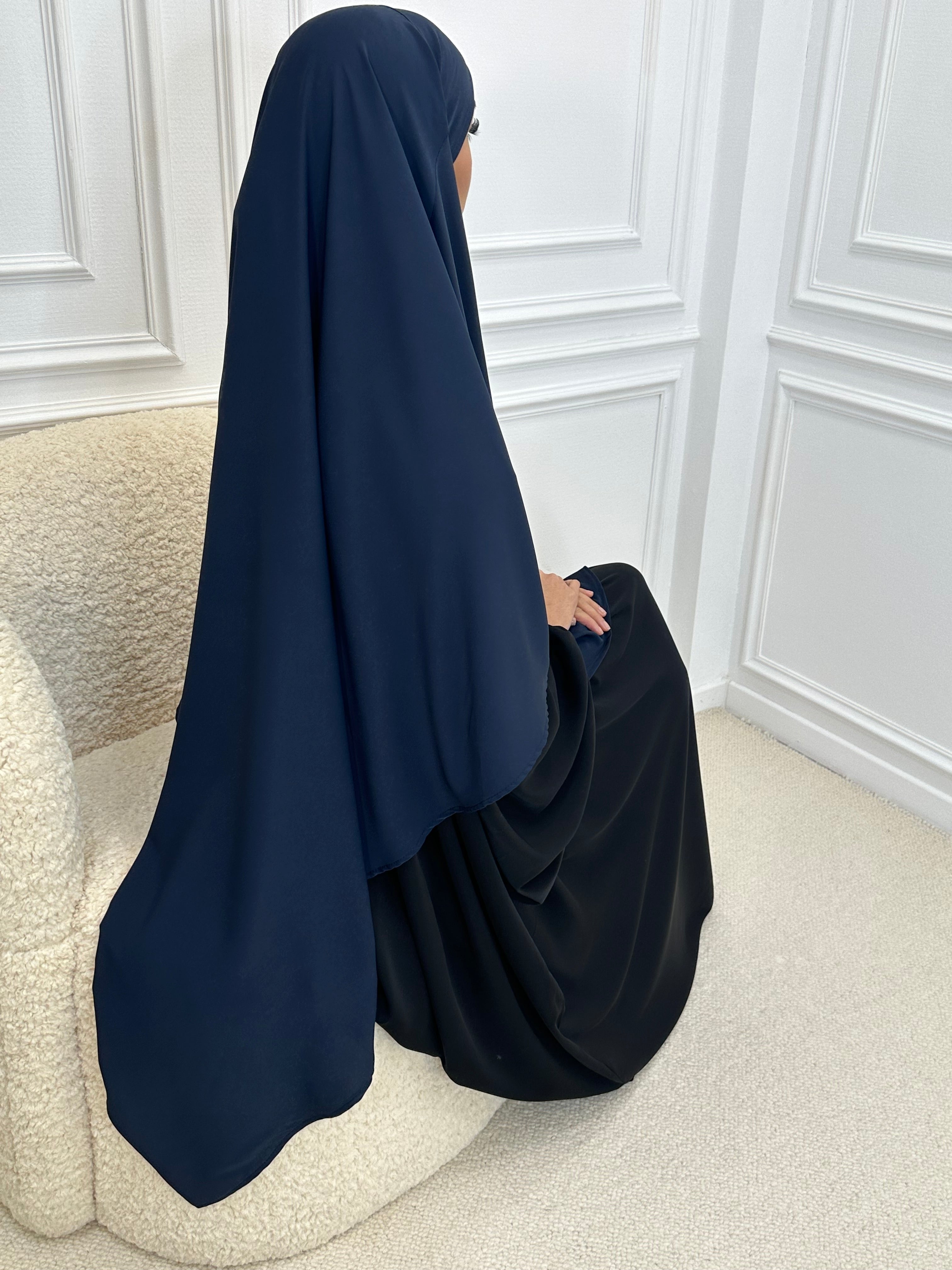 Khimar soie de Médine bleu marine