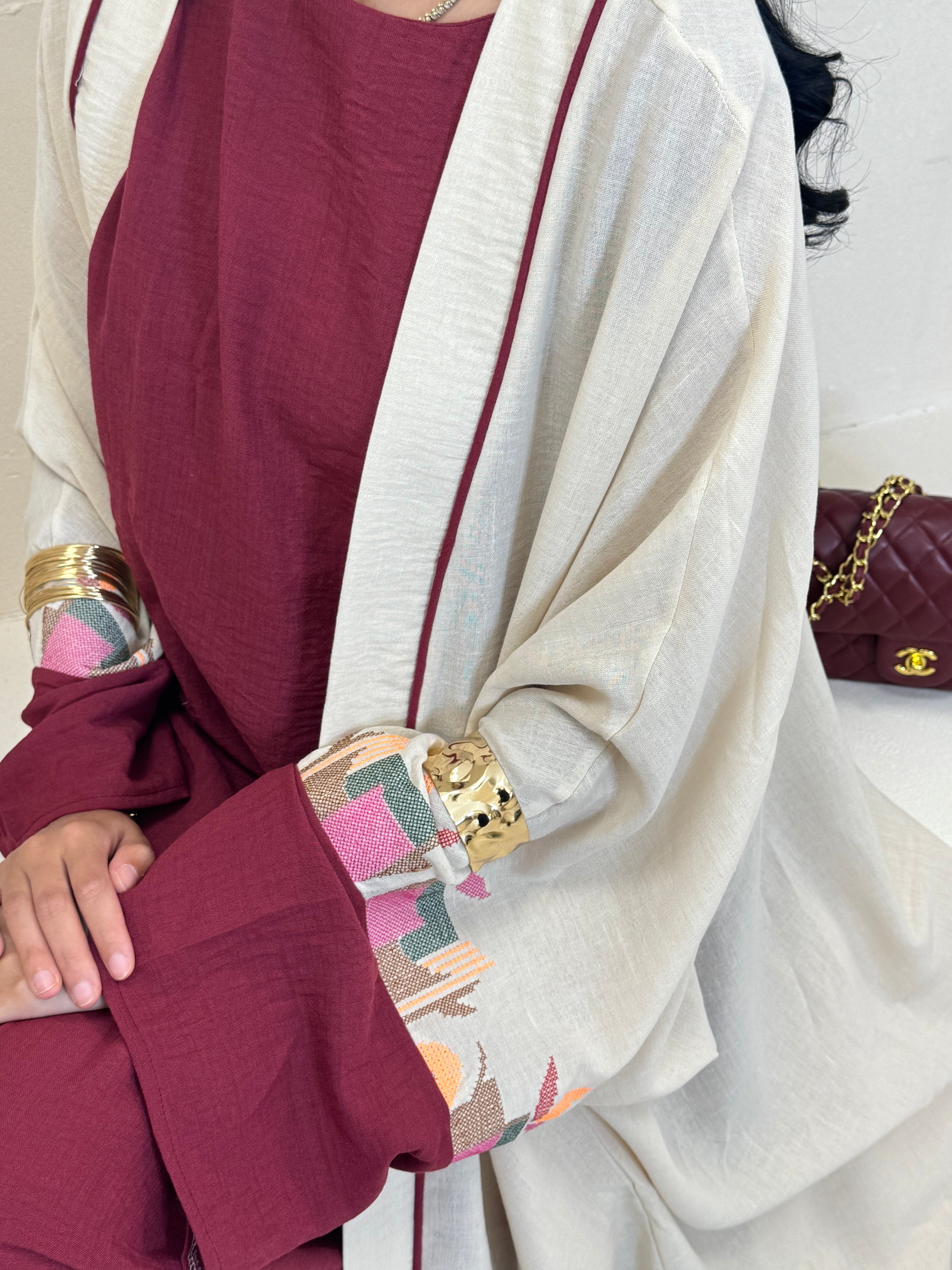 Set NOURA beige & bordeaux