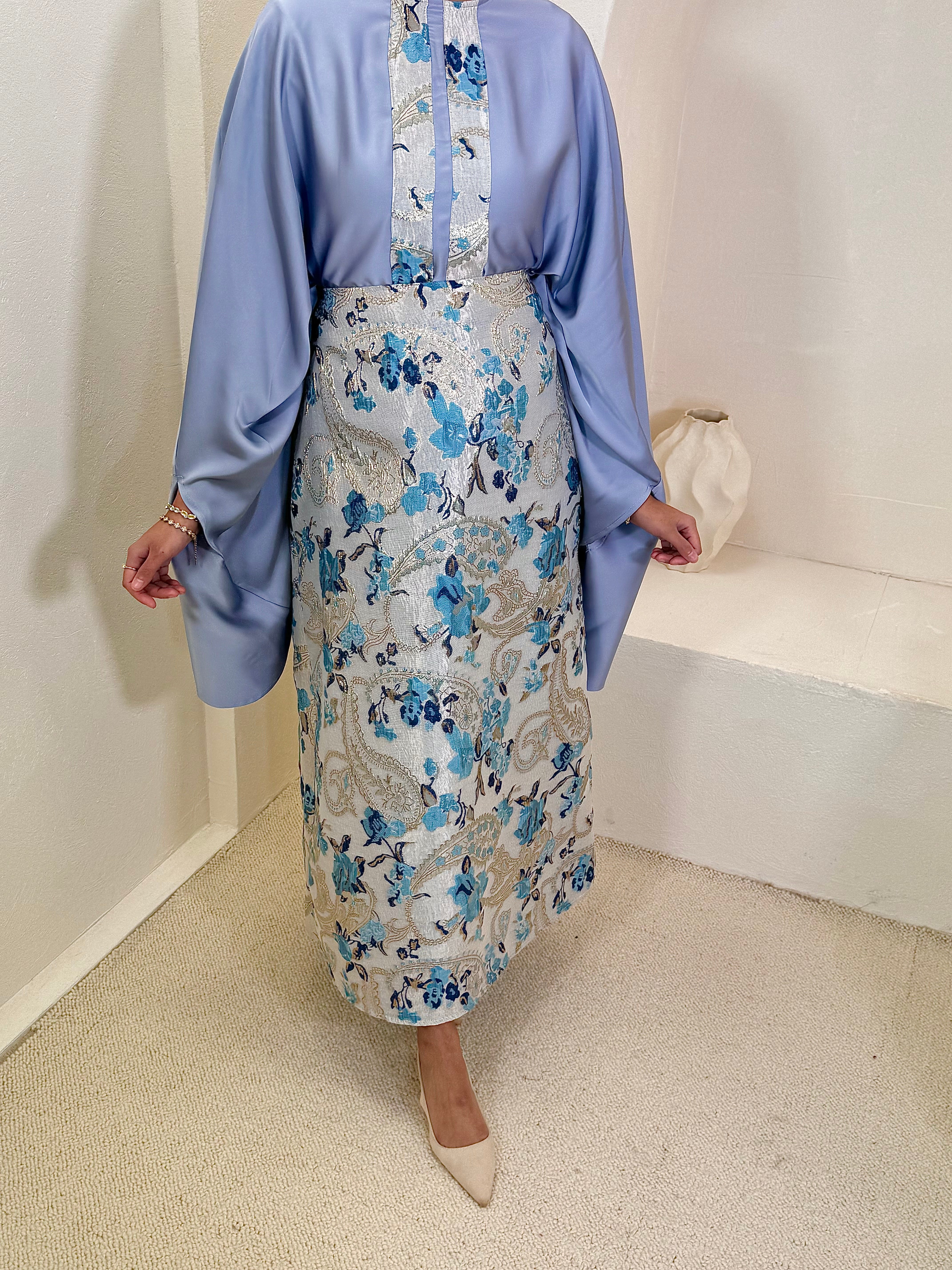 Set NOON brocart bleu