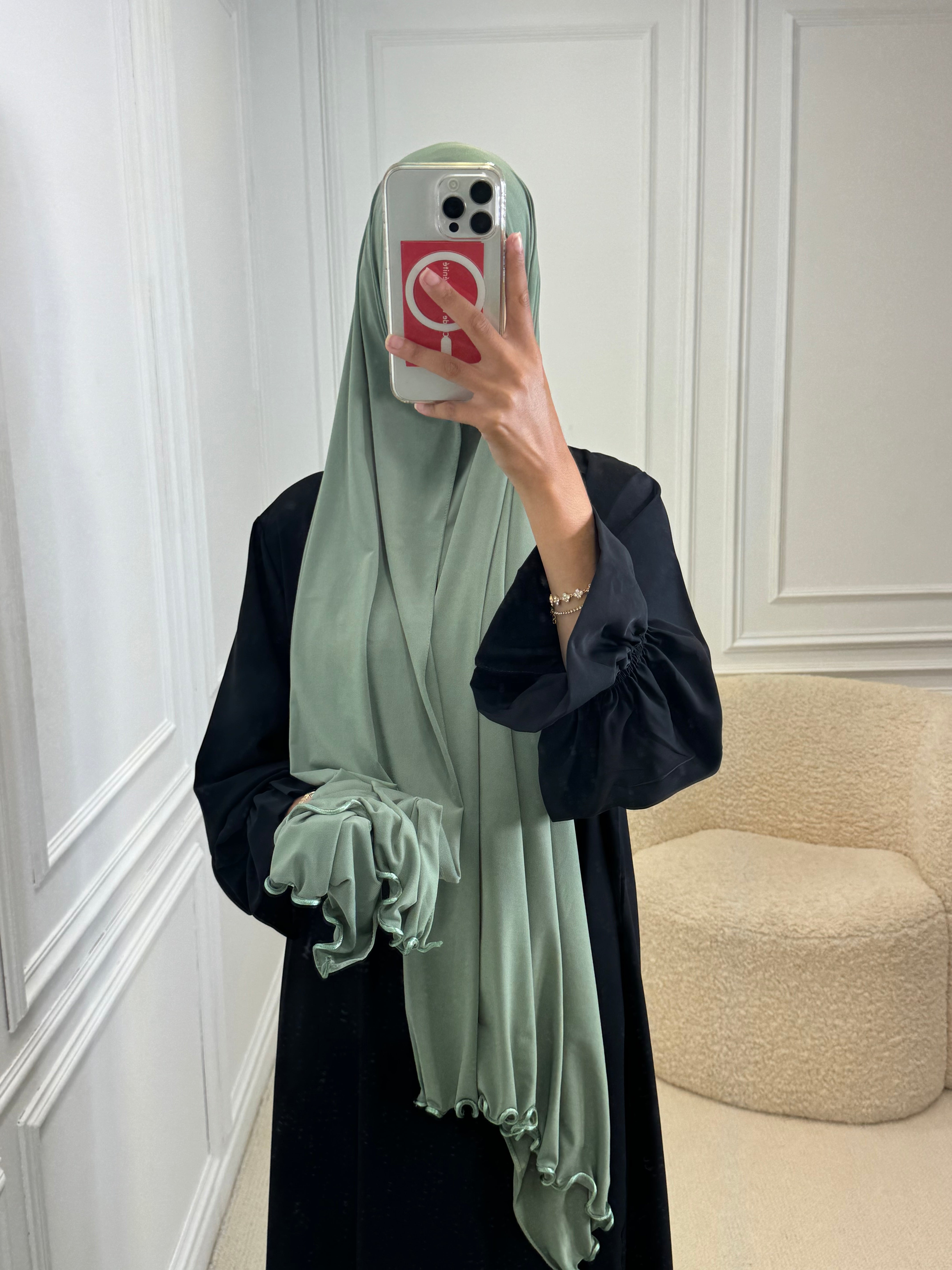 Hijab JERSEY à détails vert d’eau