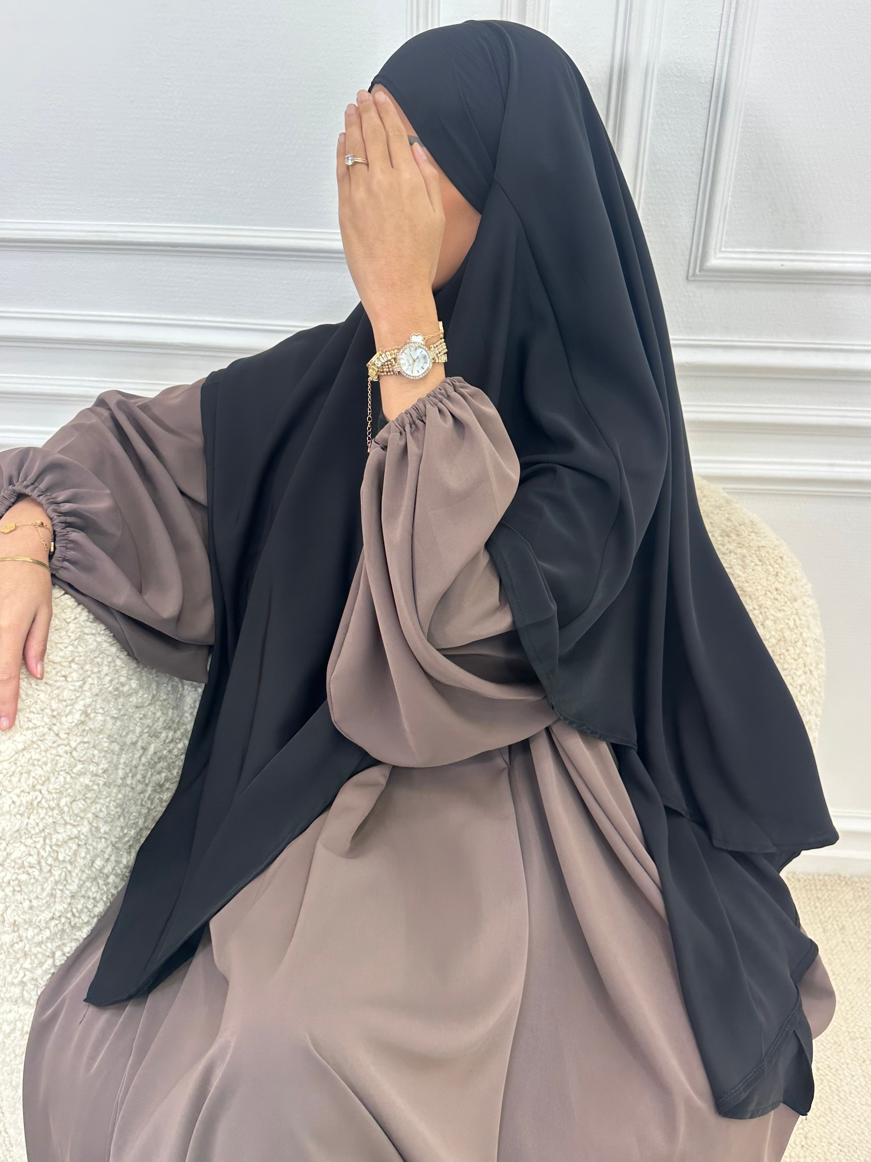 Khimar soie de Médine noir