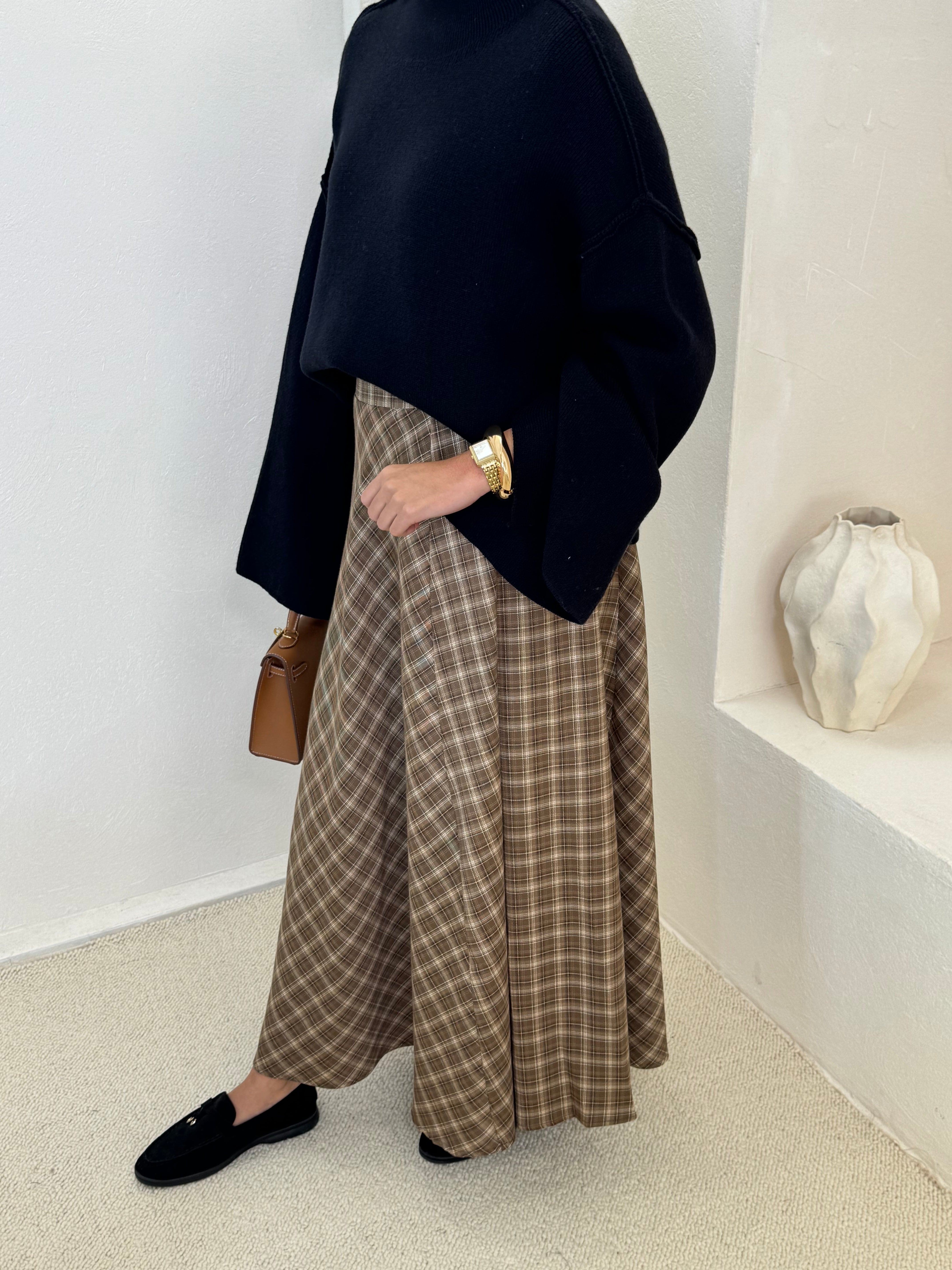 Hazelnootkleurige Schotse rok