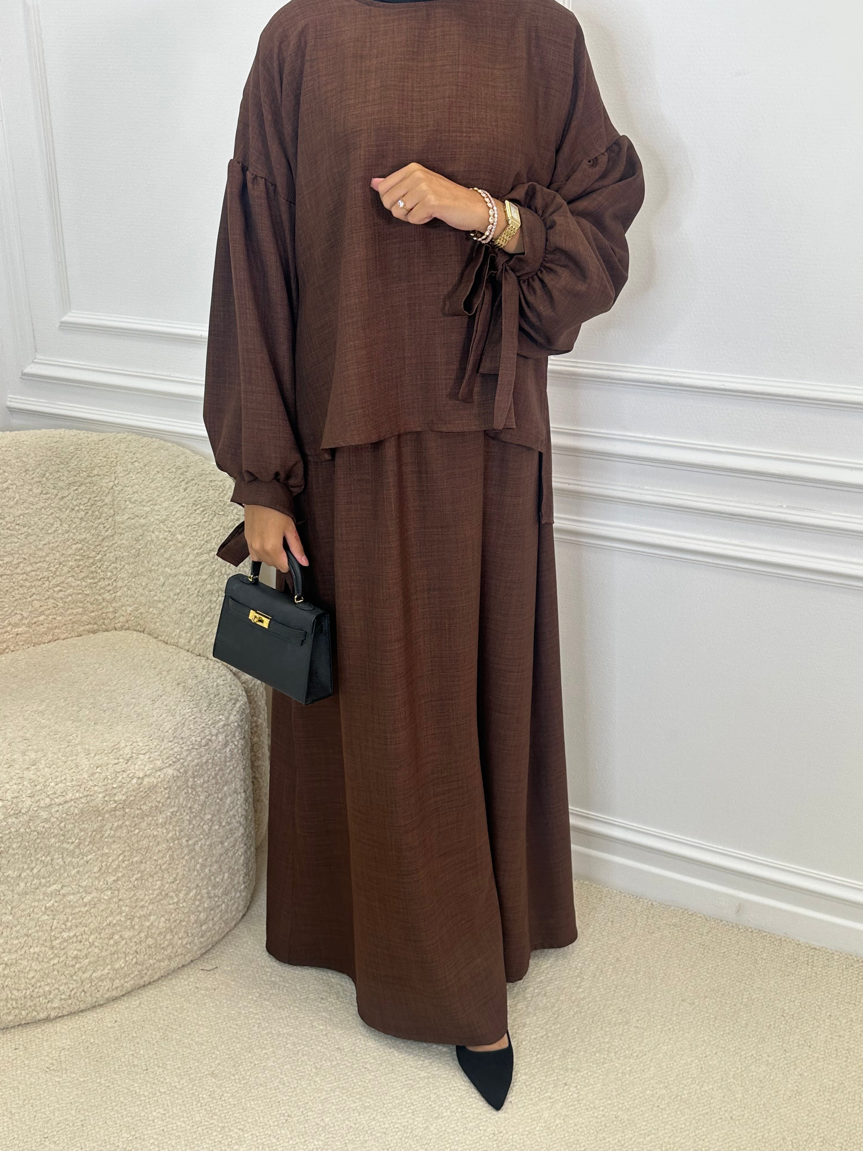 Abaya ISRA marron