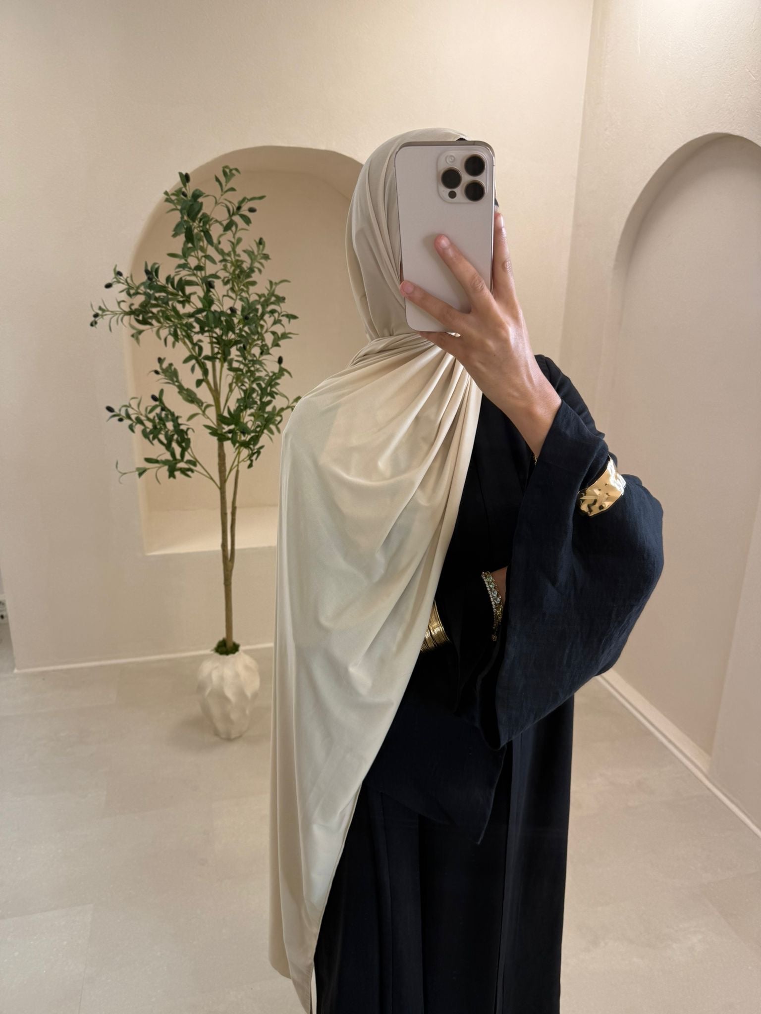 Hijab jersey premium beige