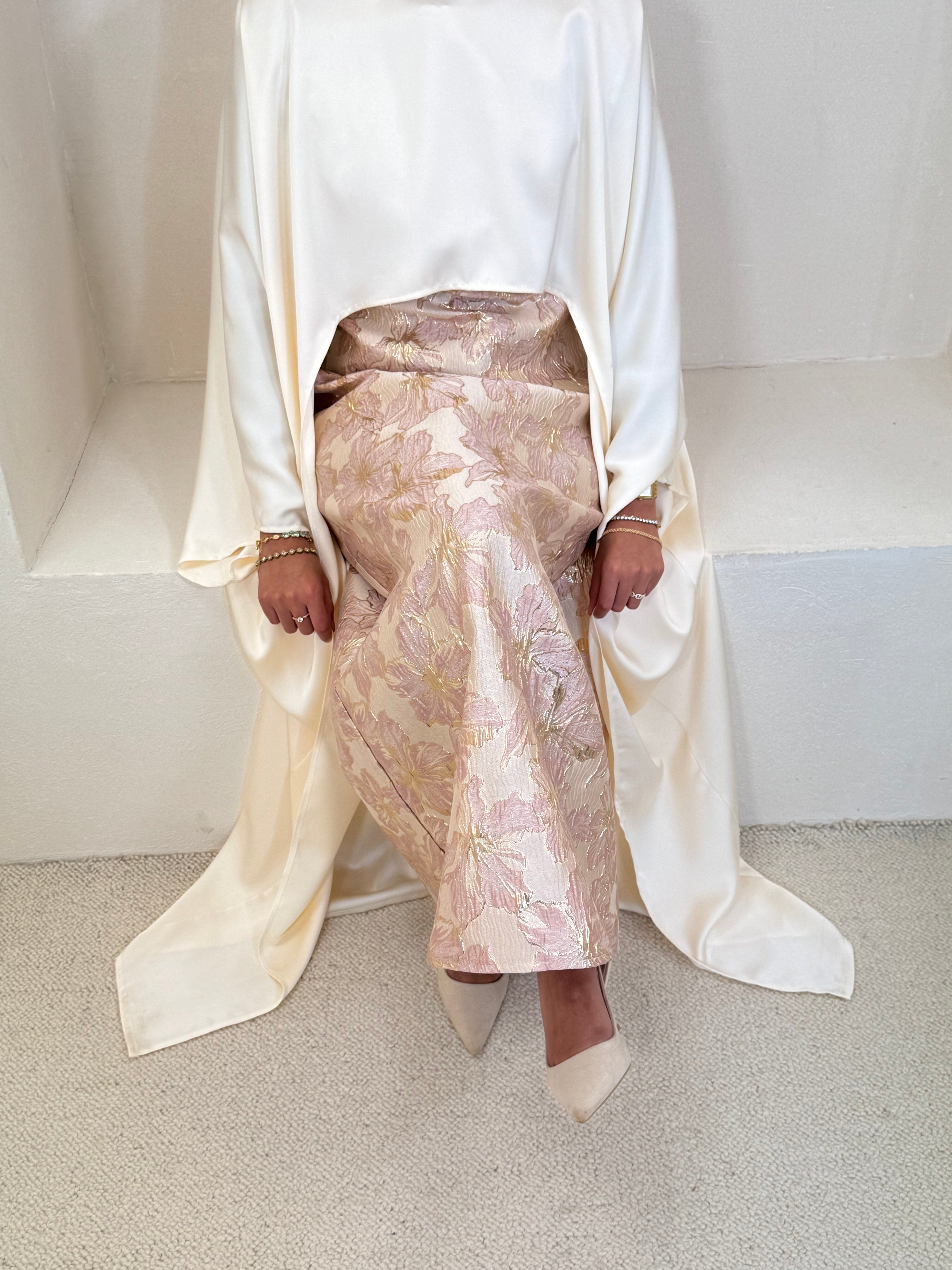 Set JEEM brocart crème rosé