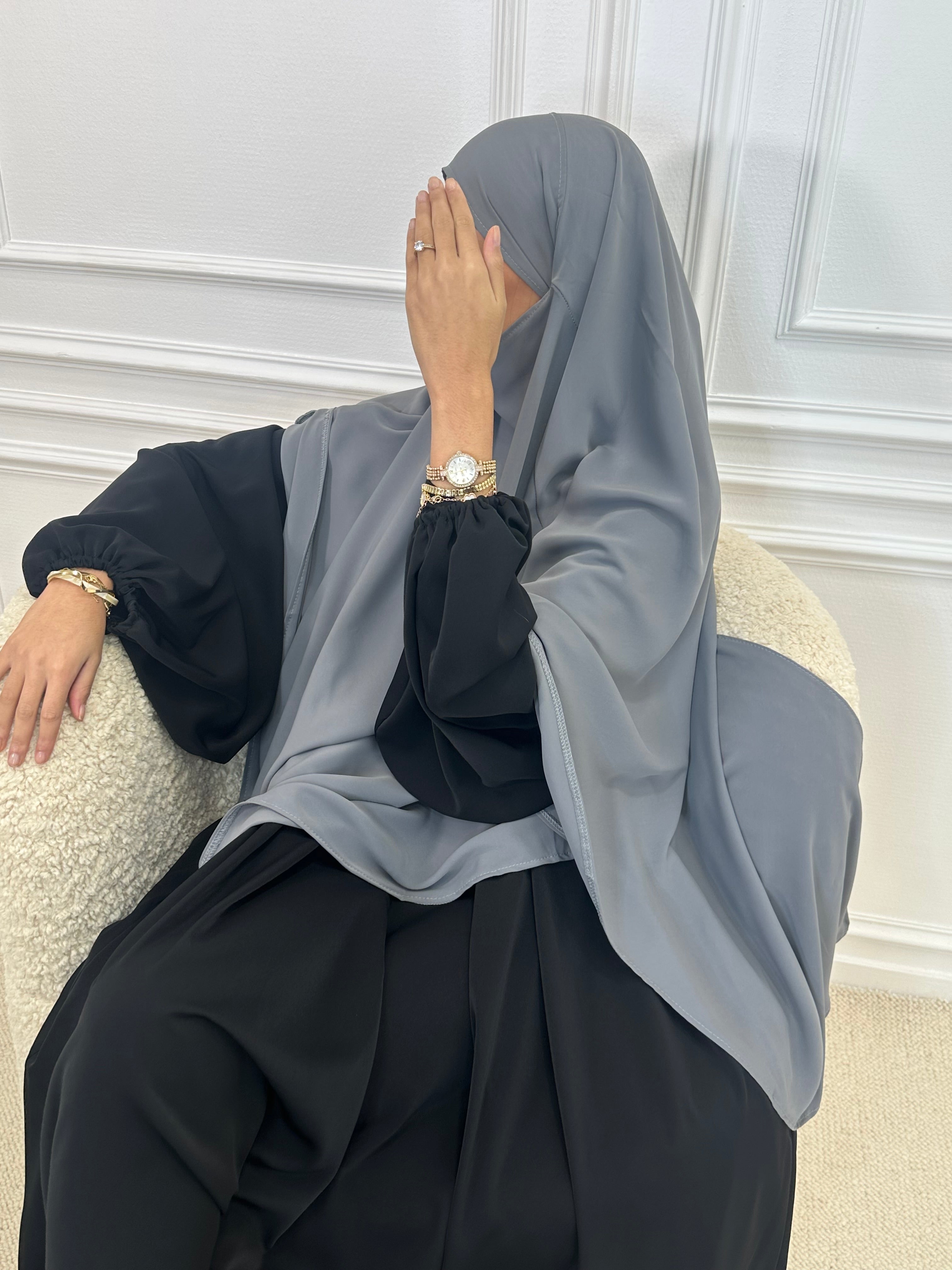 Khimar soie de Médine gris