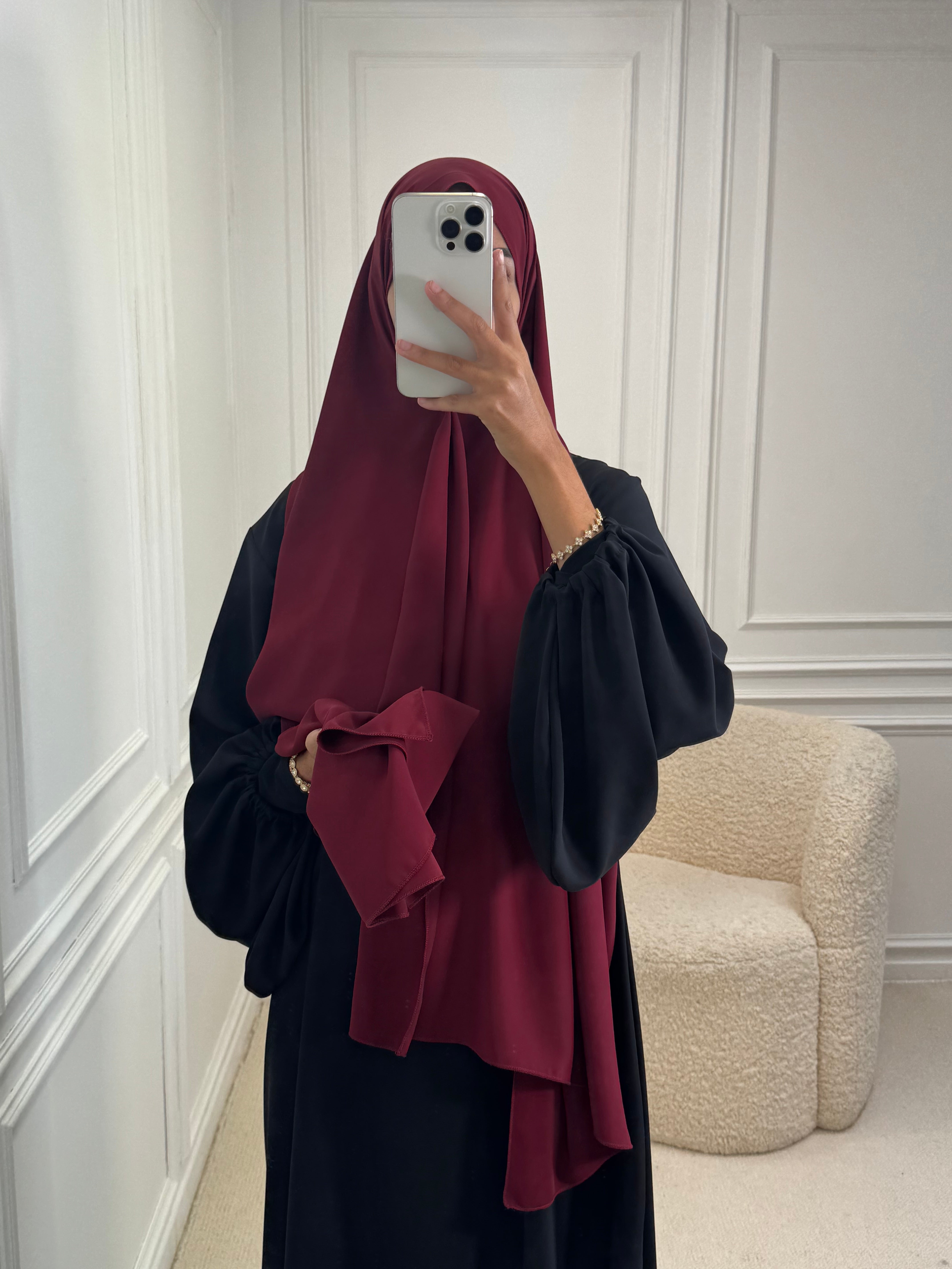 Hijab JERSEY PREMIUM à strass bordeau