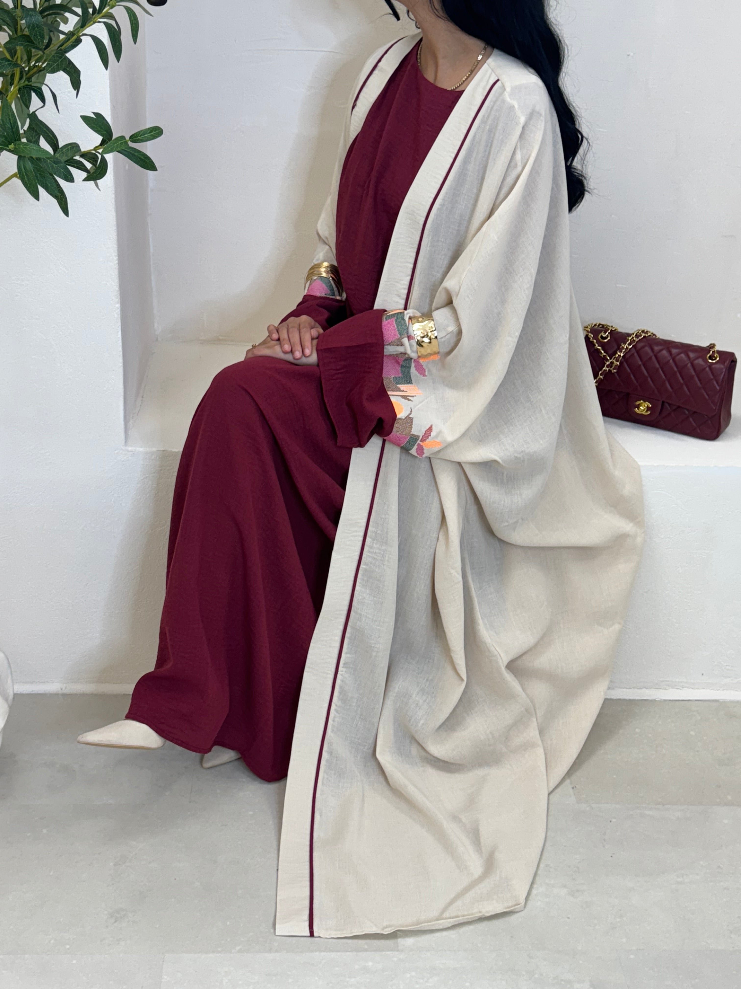 Set NOURA beige & bordeaux