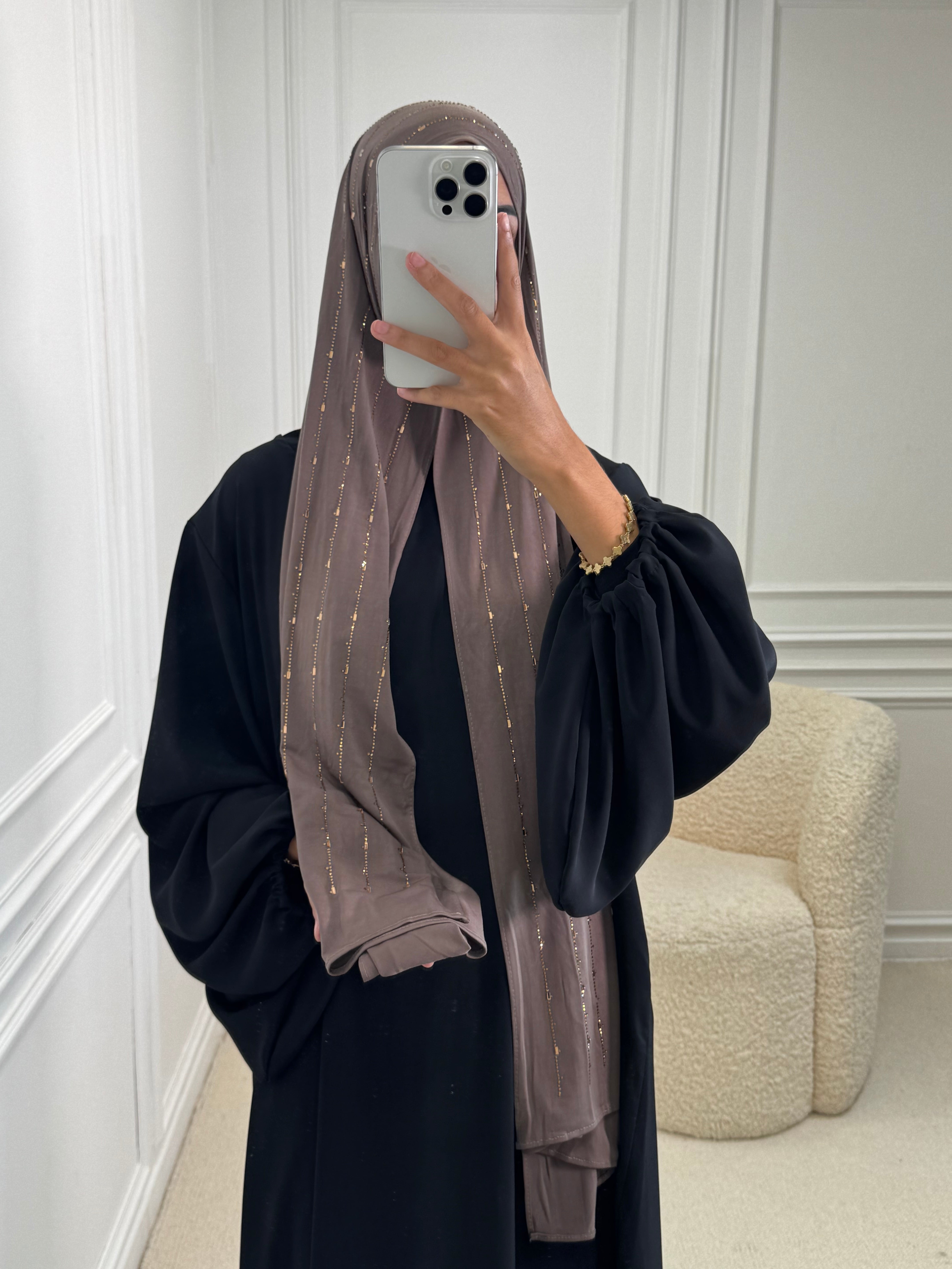 Hijab JERSEY PREMIUM à strass brownie