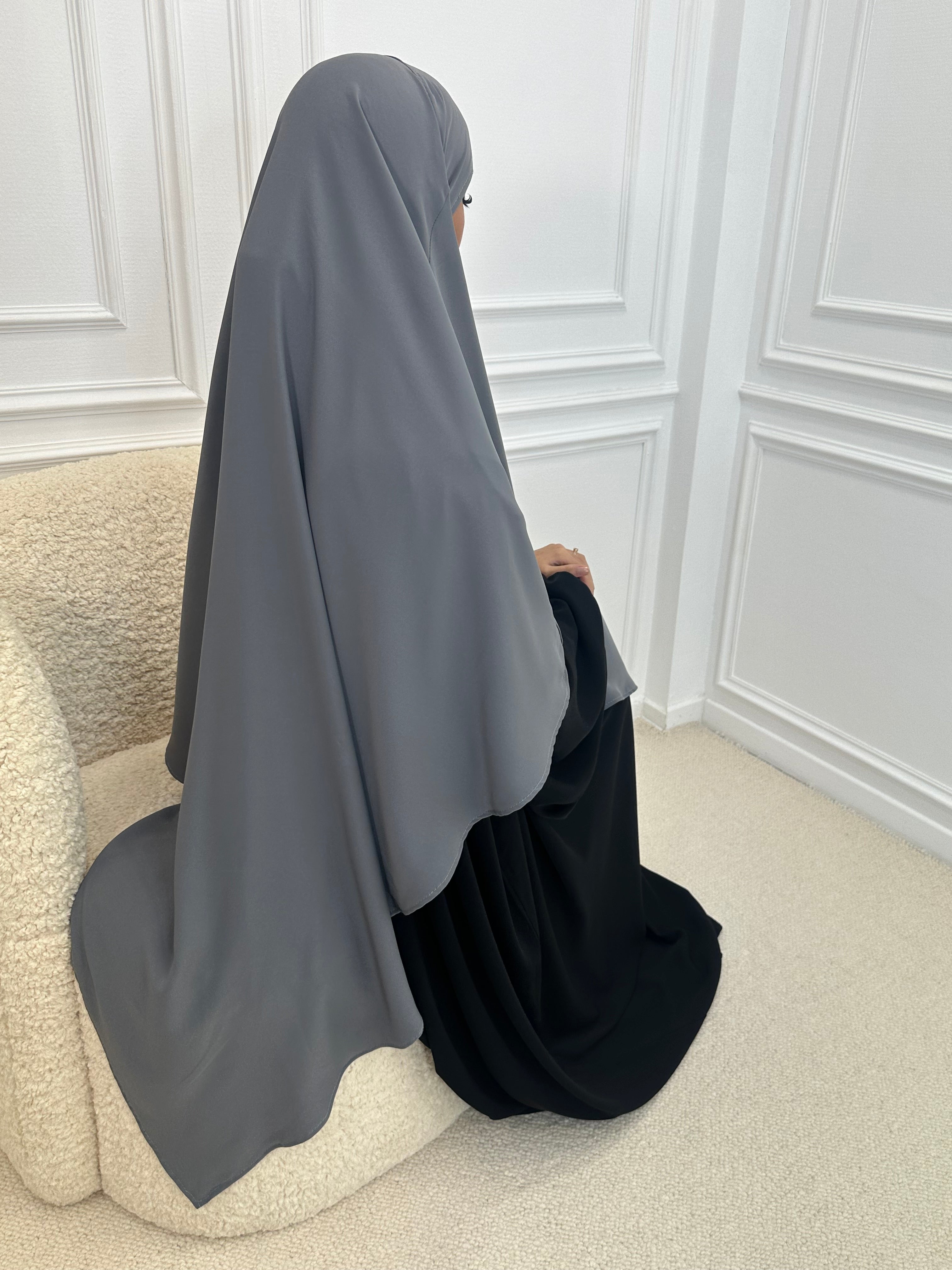 Khimar soie de Médine gris
