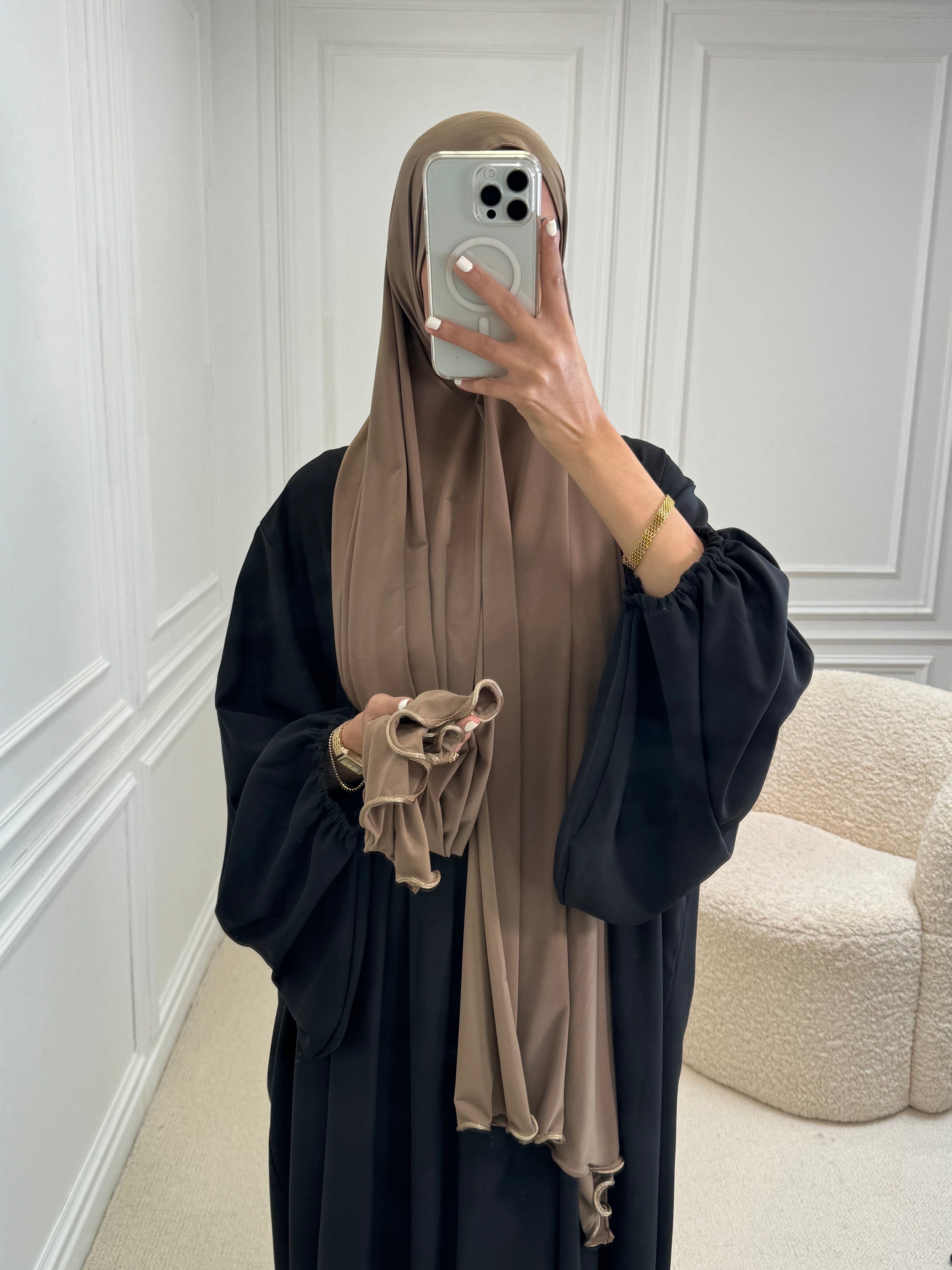 Hijab JERSEY à détails camel