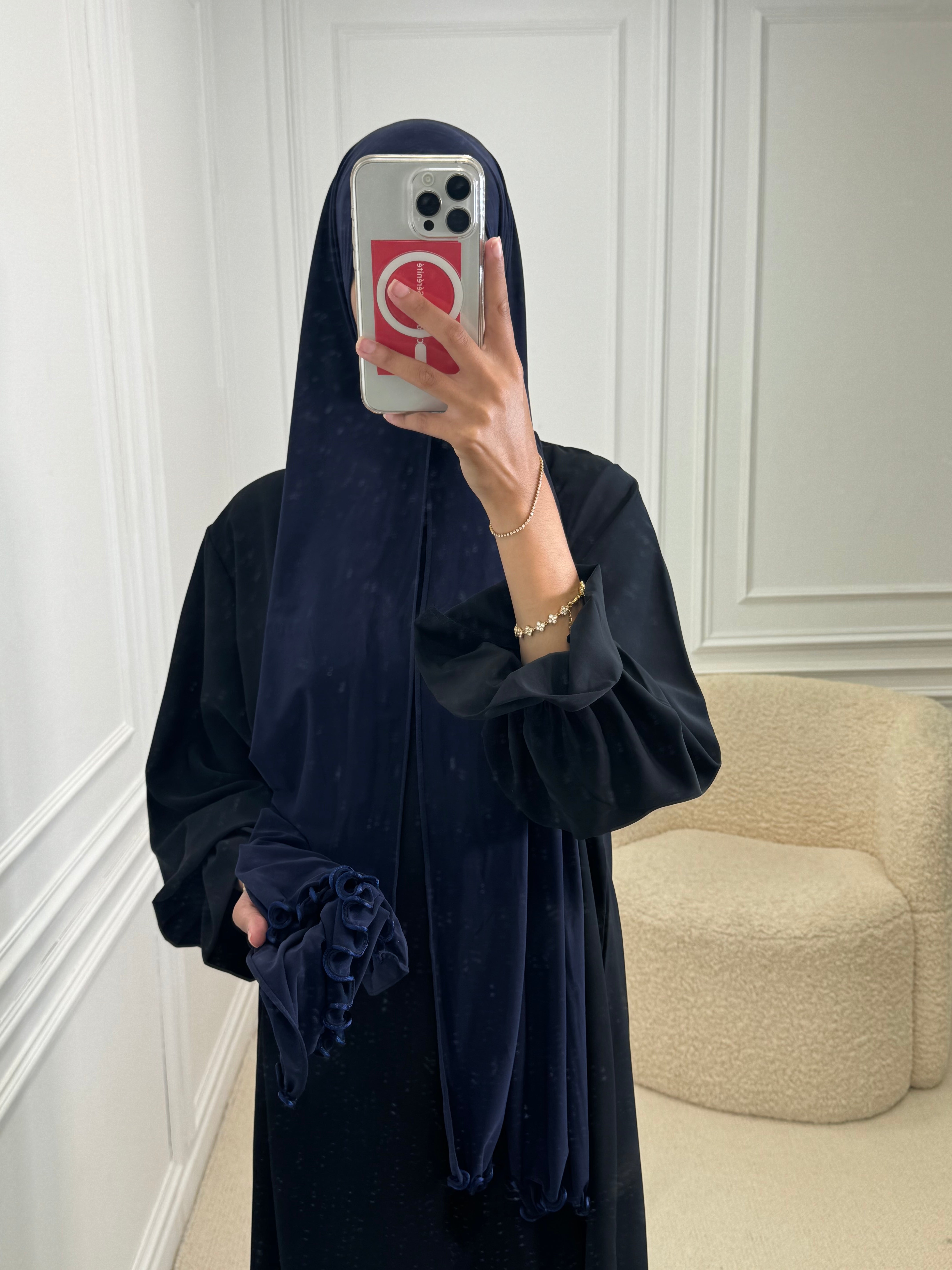 Hijab JERSEY à détails bleu marine