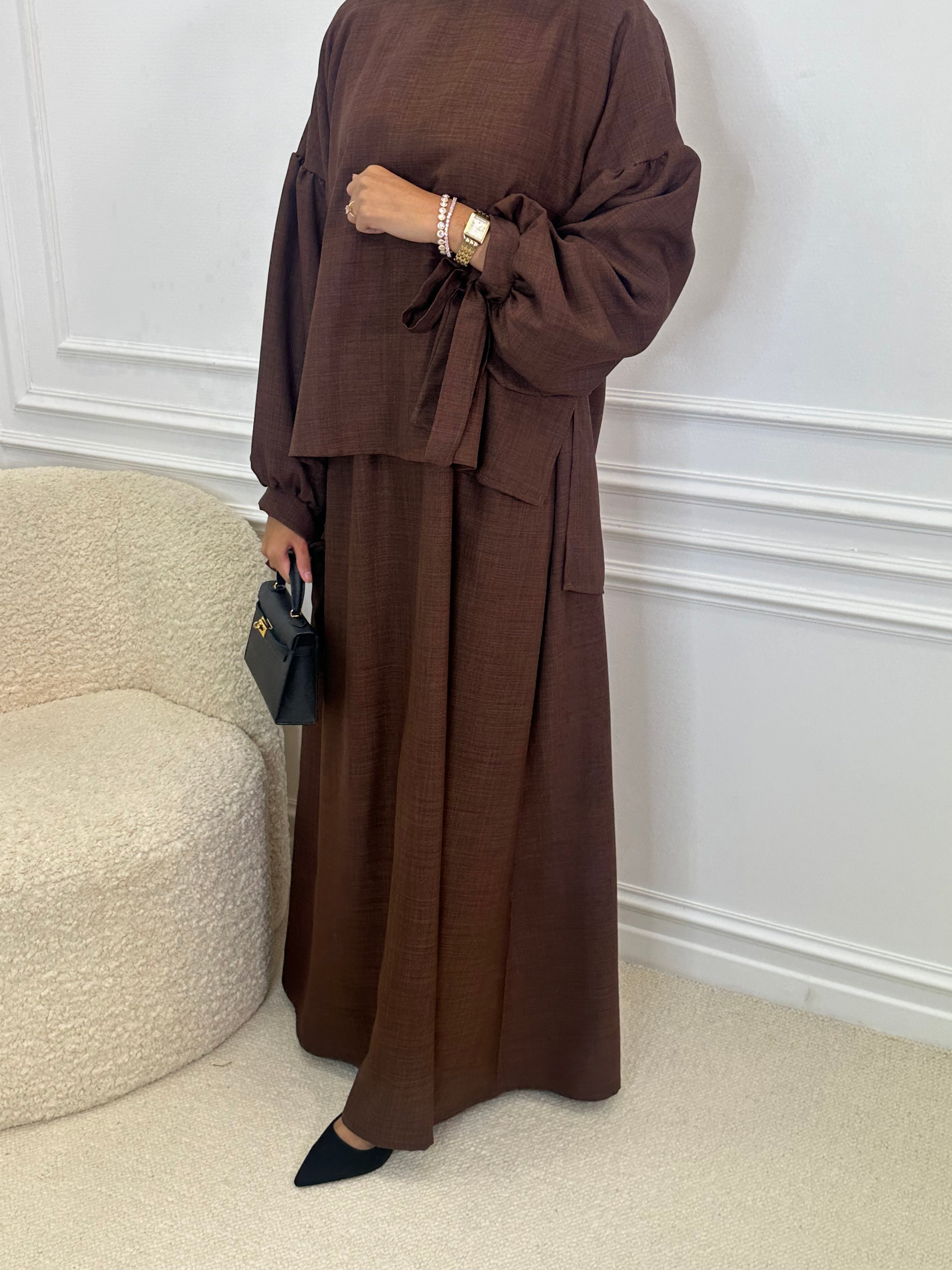 Abaya ISRA marron