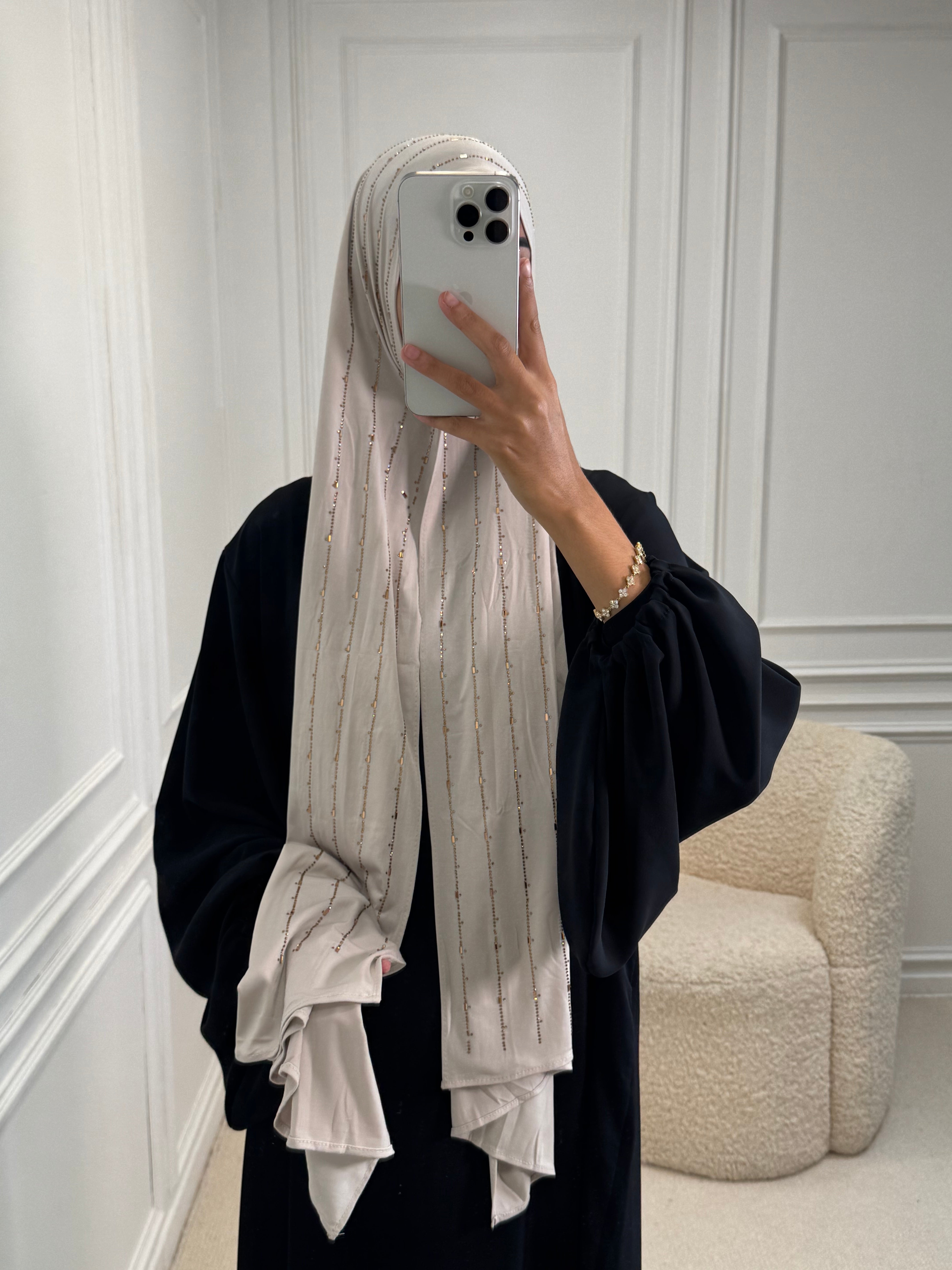 Hijab JERSEY PREMIUM à strass milky