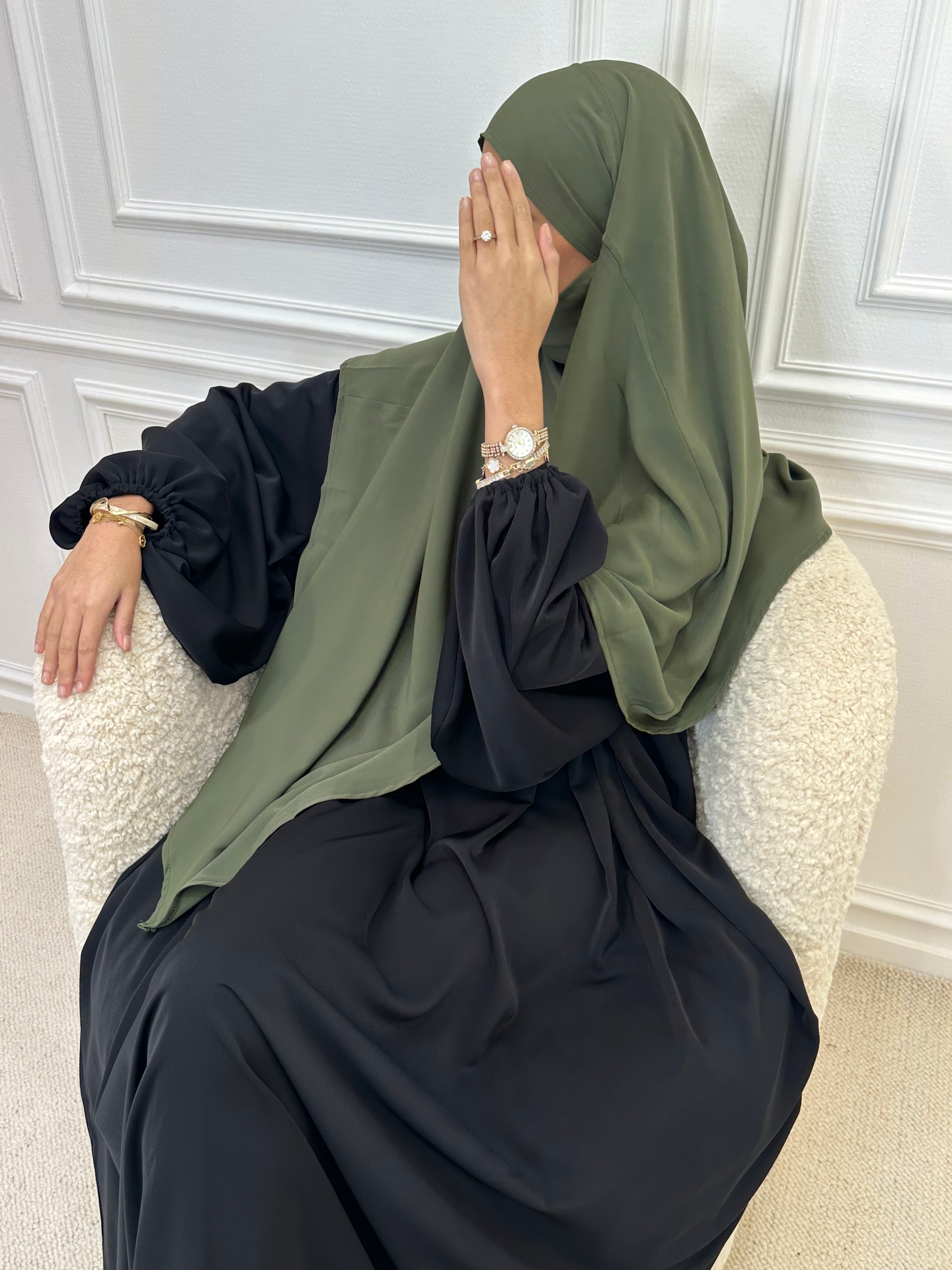 Khimar soie de Médine kaki