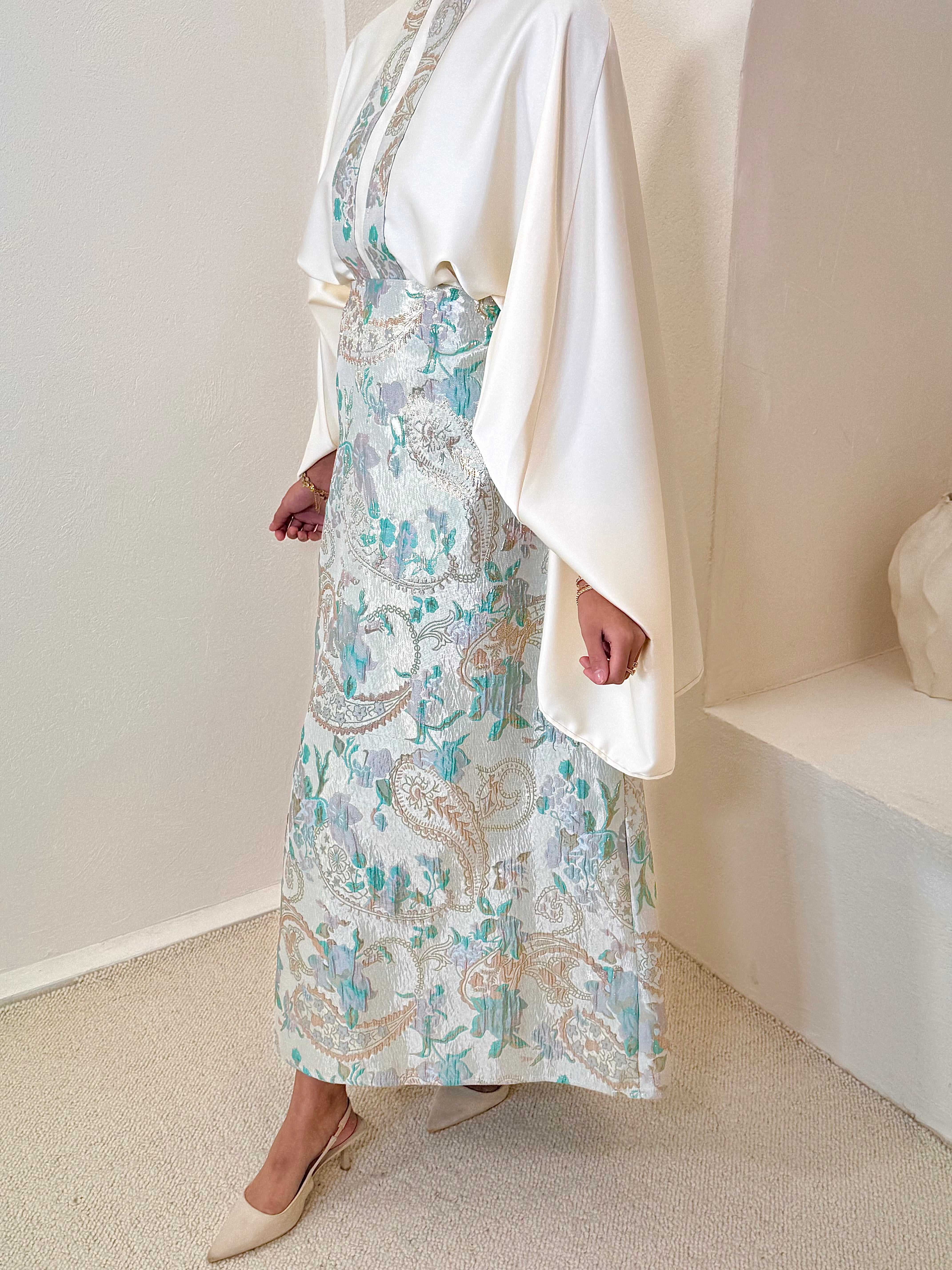 Set NOON brocart vert d’eau