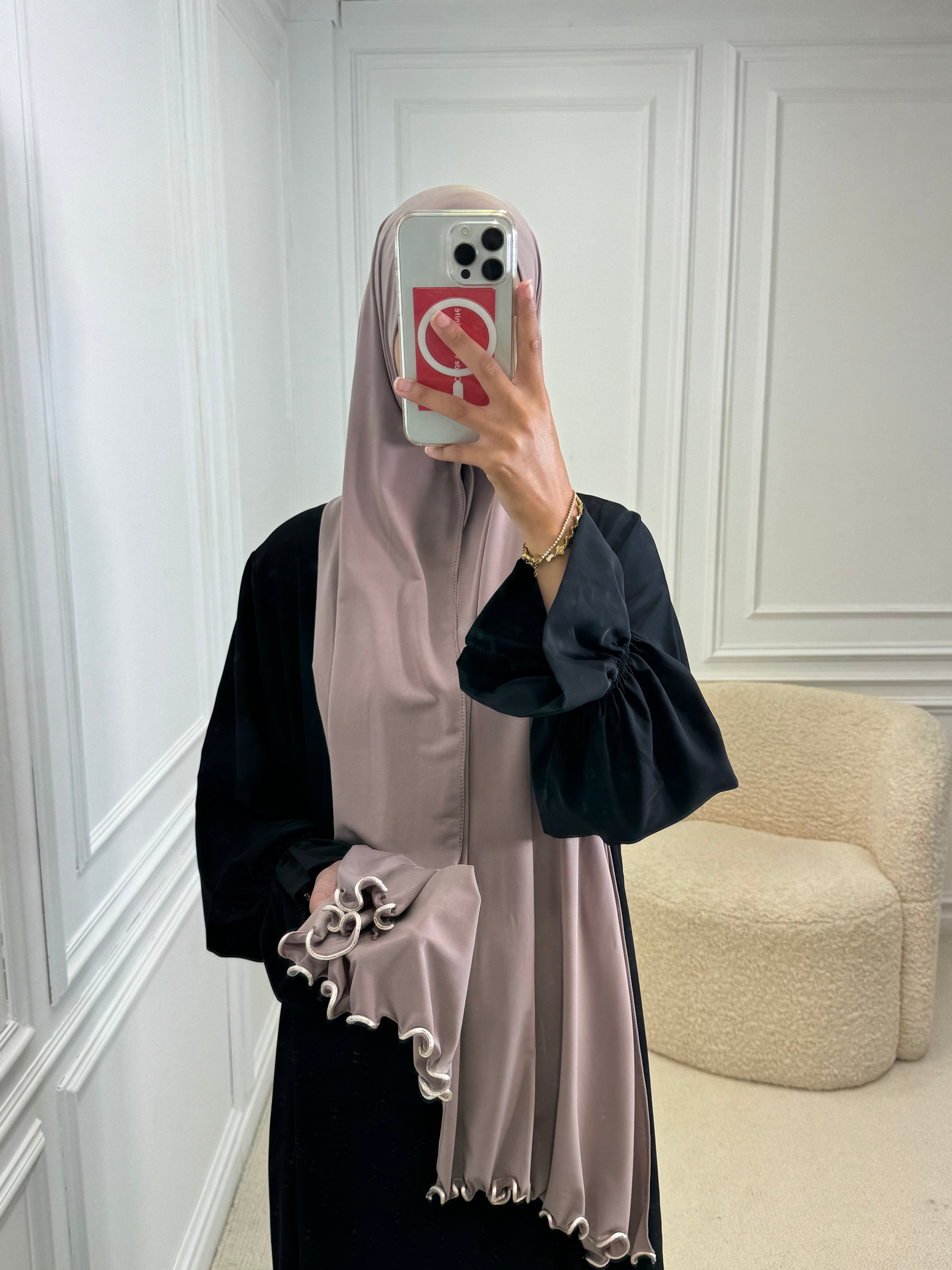 Hijab JERSEY à détails rose