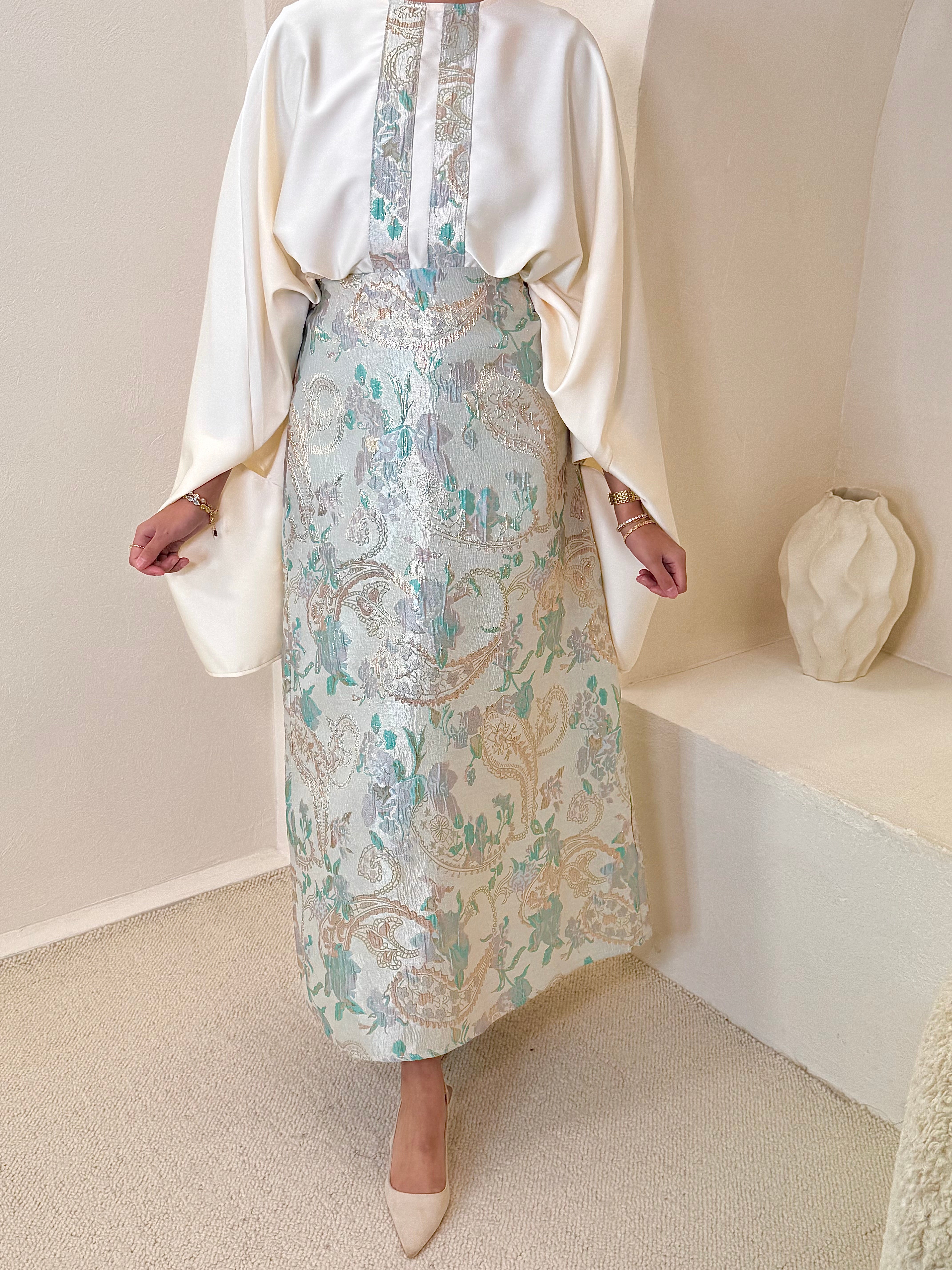 Set NOON brocart vert d’eau