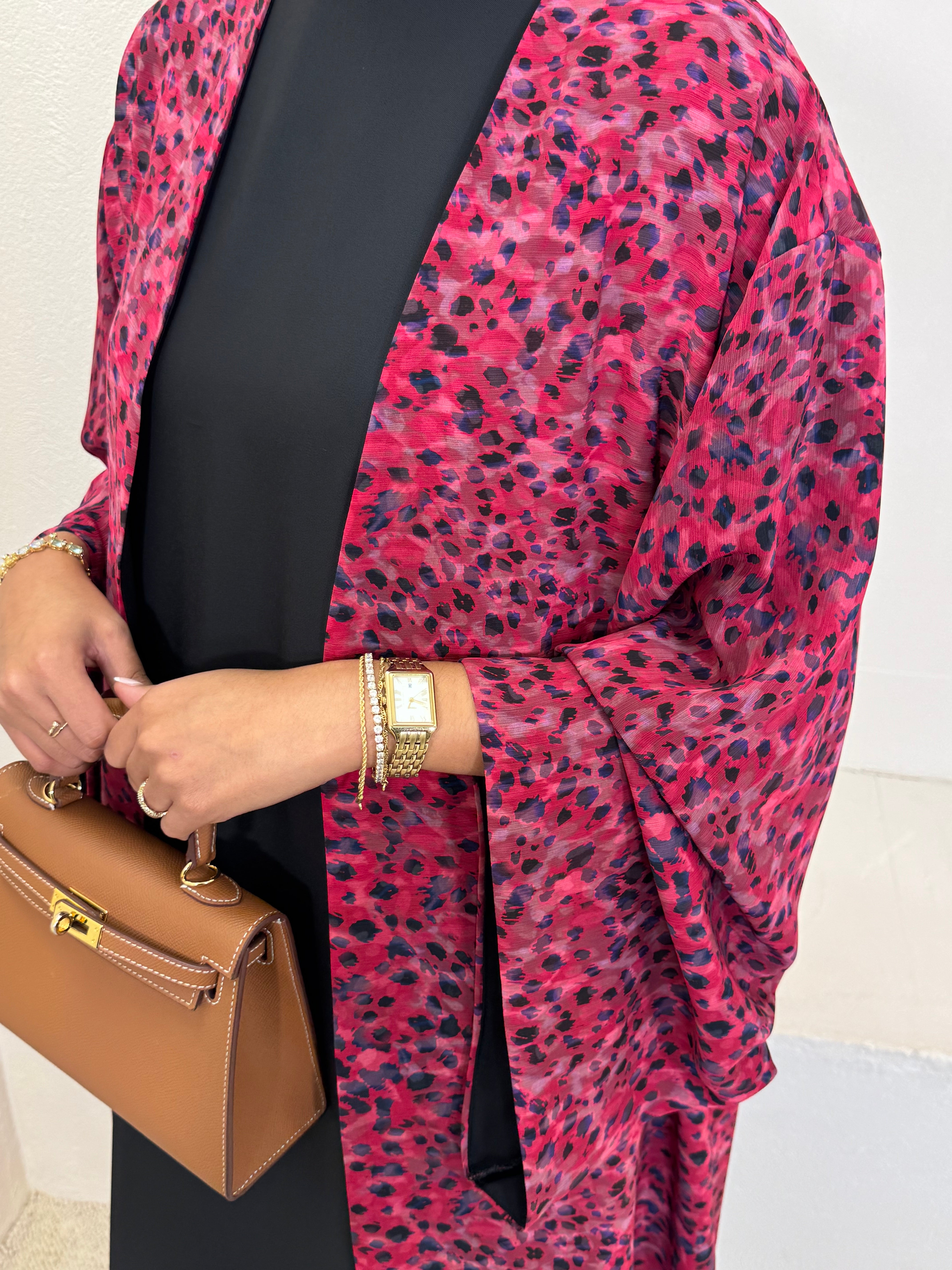 KIMONO RUBY — Léopard rose framboise