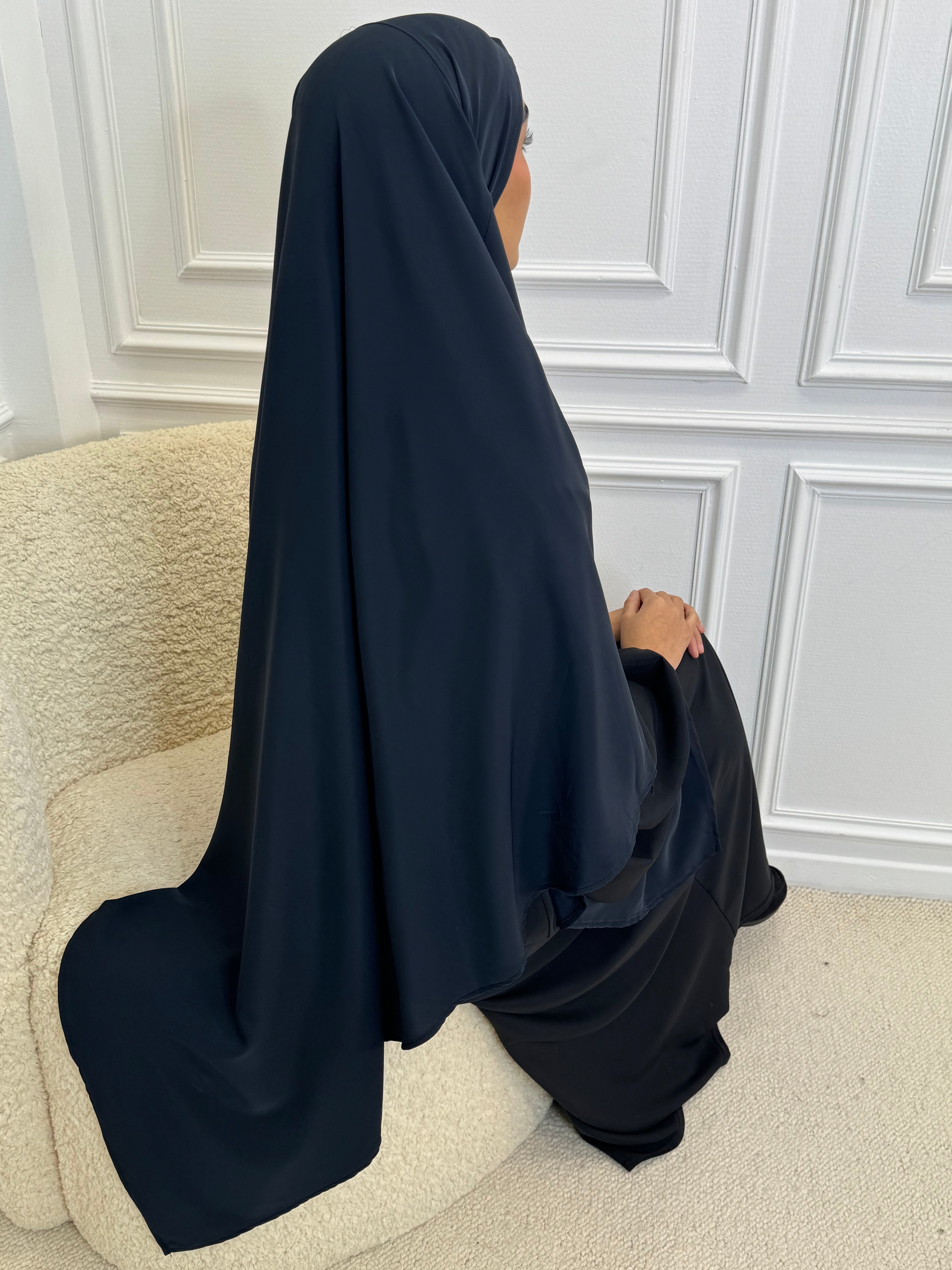 Khimar soie de Médine gris bleuté