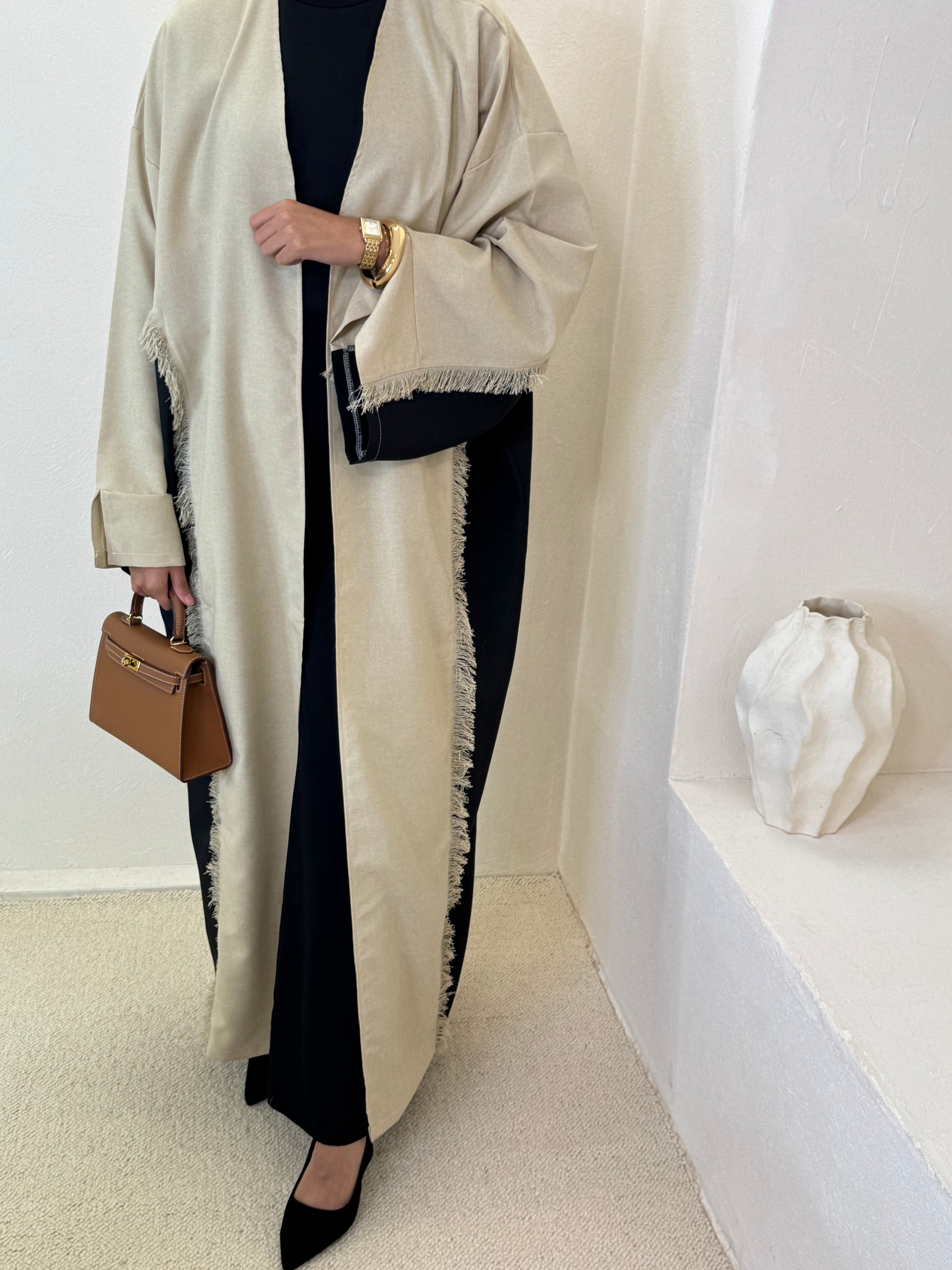 OSLO Kimono Zwart &amp; Beige
