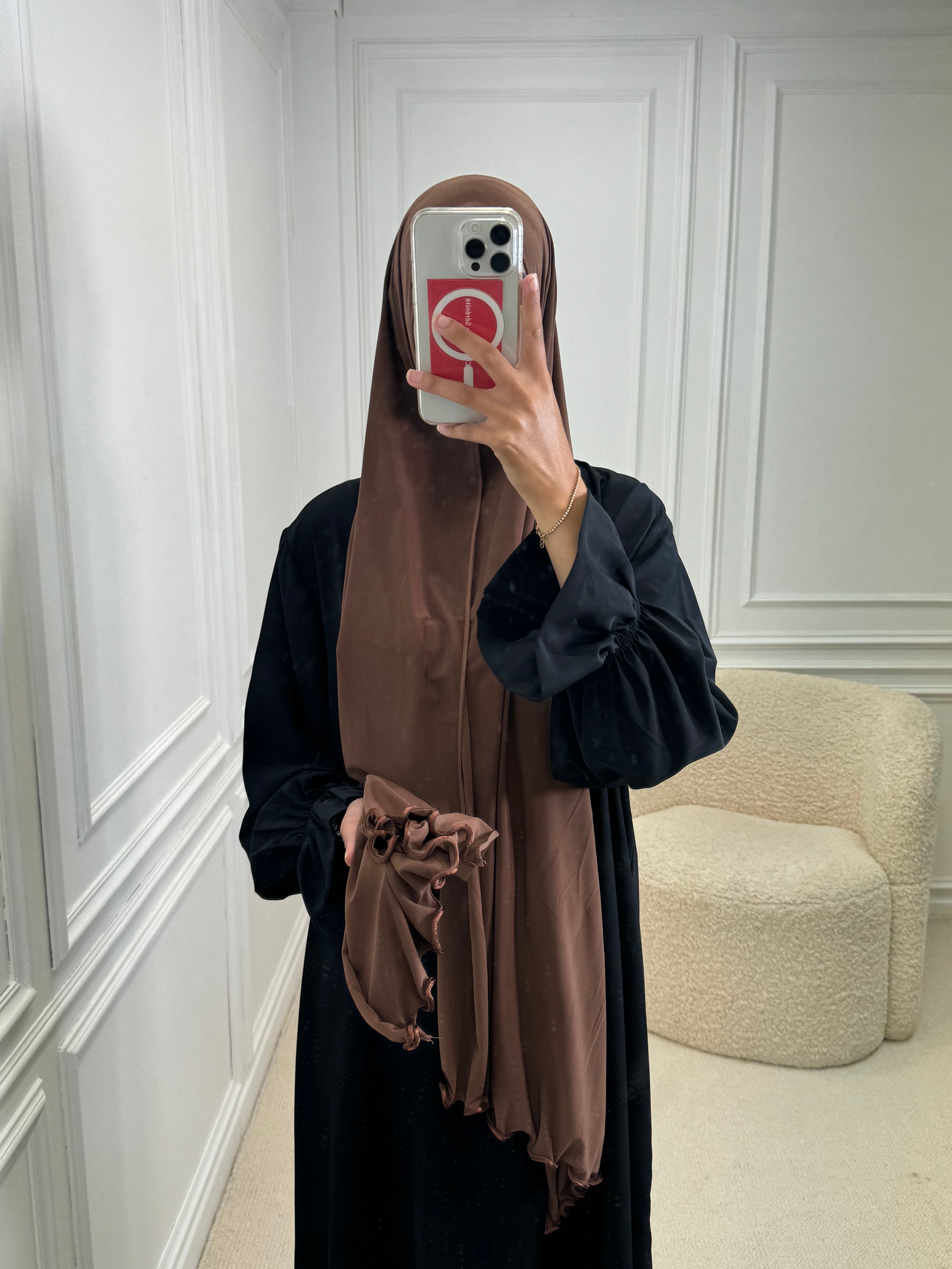 Hijab JERSEY à détails marron